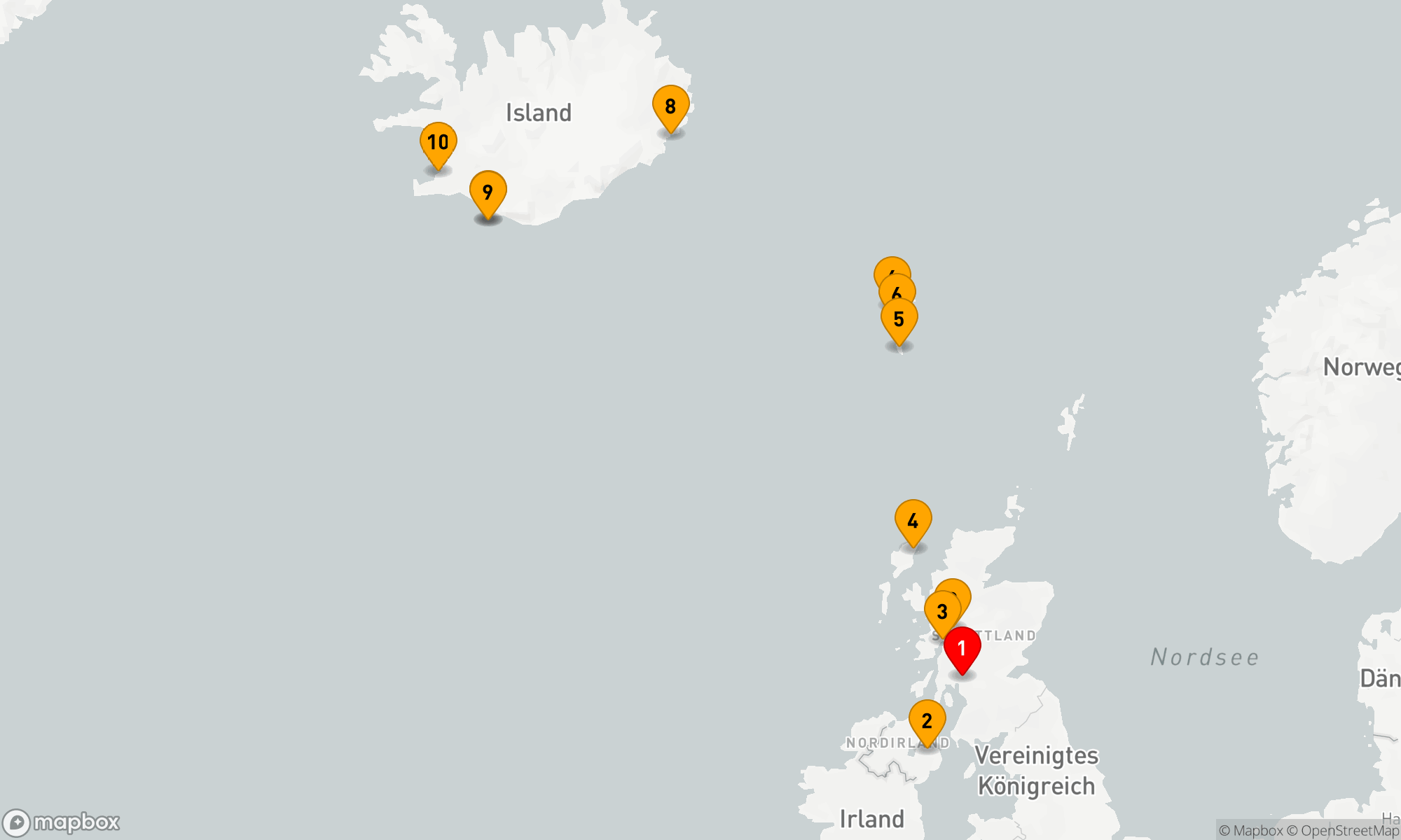 Route 10 Nächte - Wilde Landschaften in Schottland,  auf den Färöer und Island