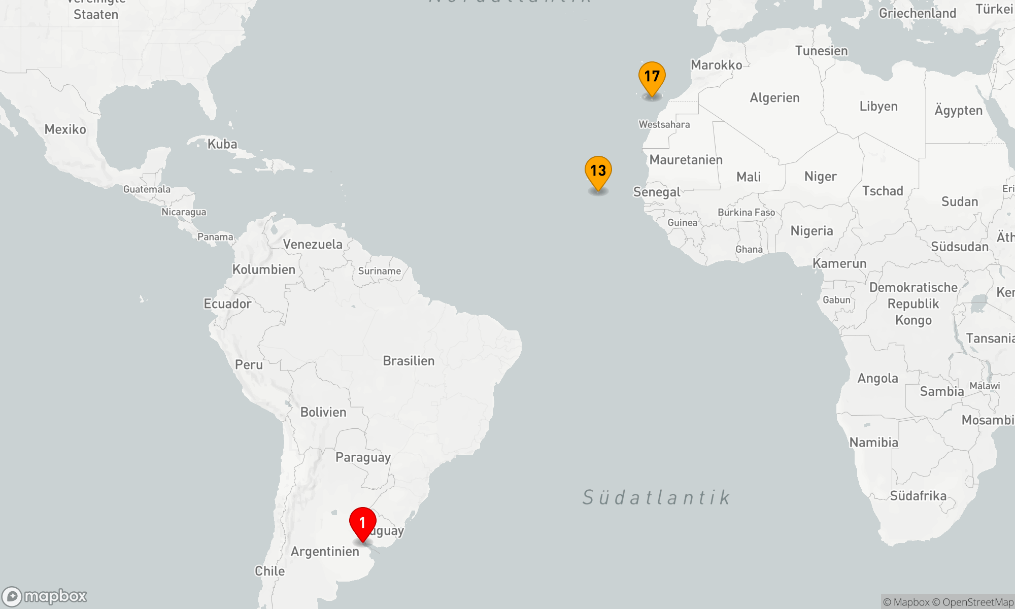 Route 17 Nächte - Ozean-Kreuzfahrt: Buenos Aires - Las Palmas de Gran Canaria