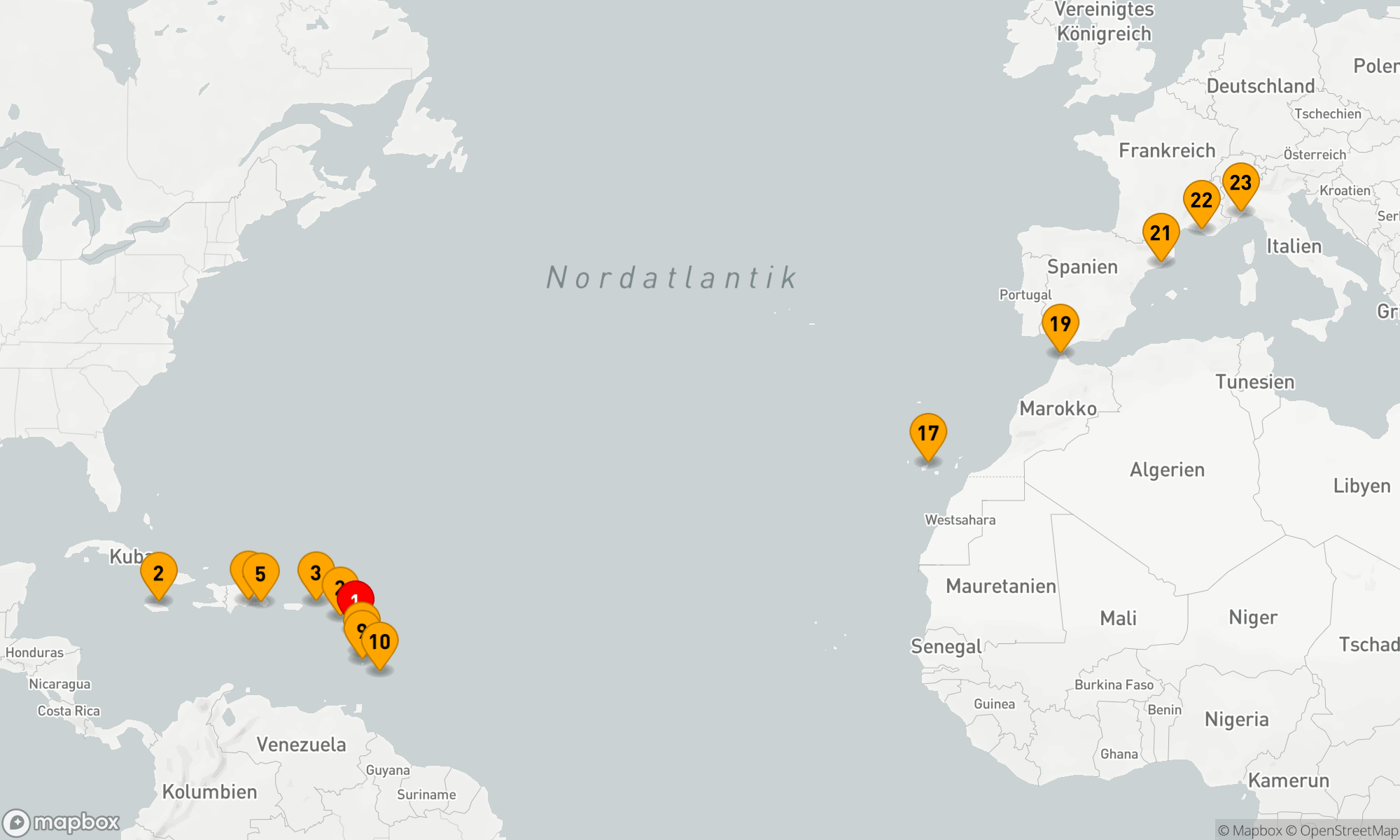 Route 22 Nächte - Von den Karibischen Inseln zum Mittelmeer: Abenteuerreise Costa Fascinosa