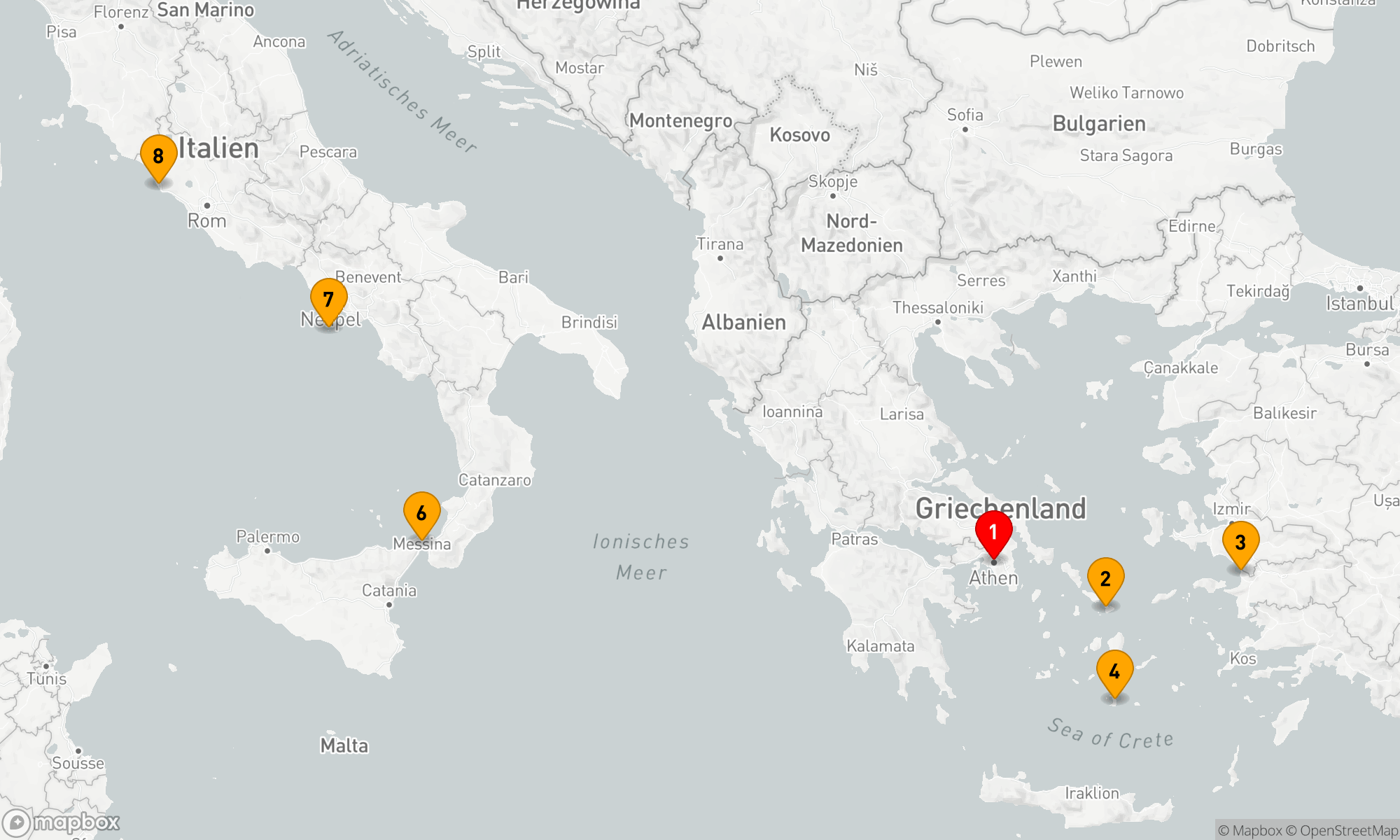 Route 7 Nächte - MYTHEN,  RUINEN & AMALFIKÜSTE
