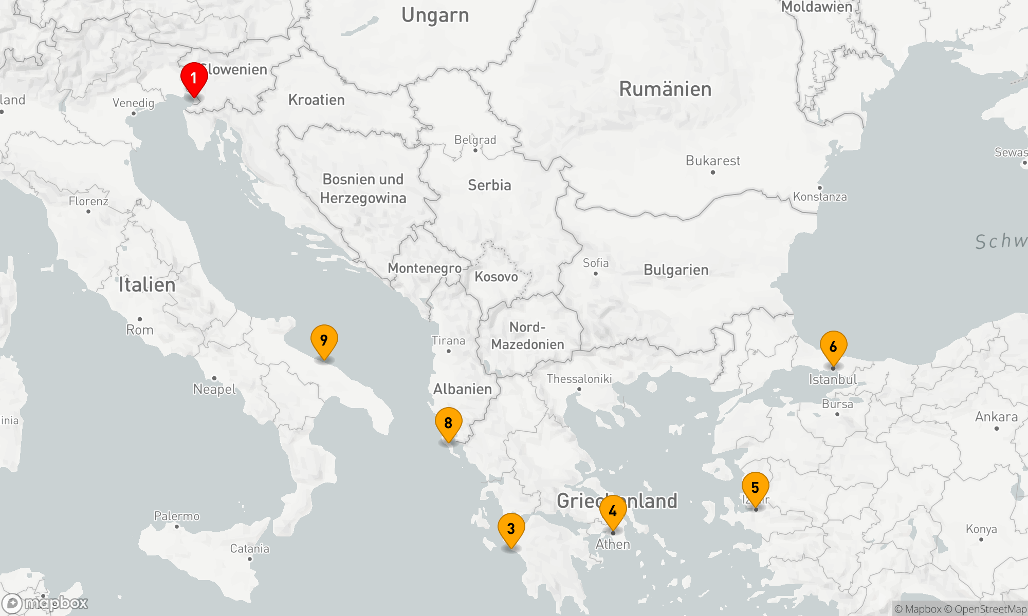Route 9 Nächte - Perlen der Ägäis und Adria
