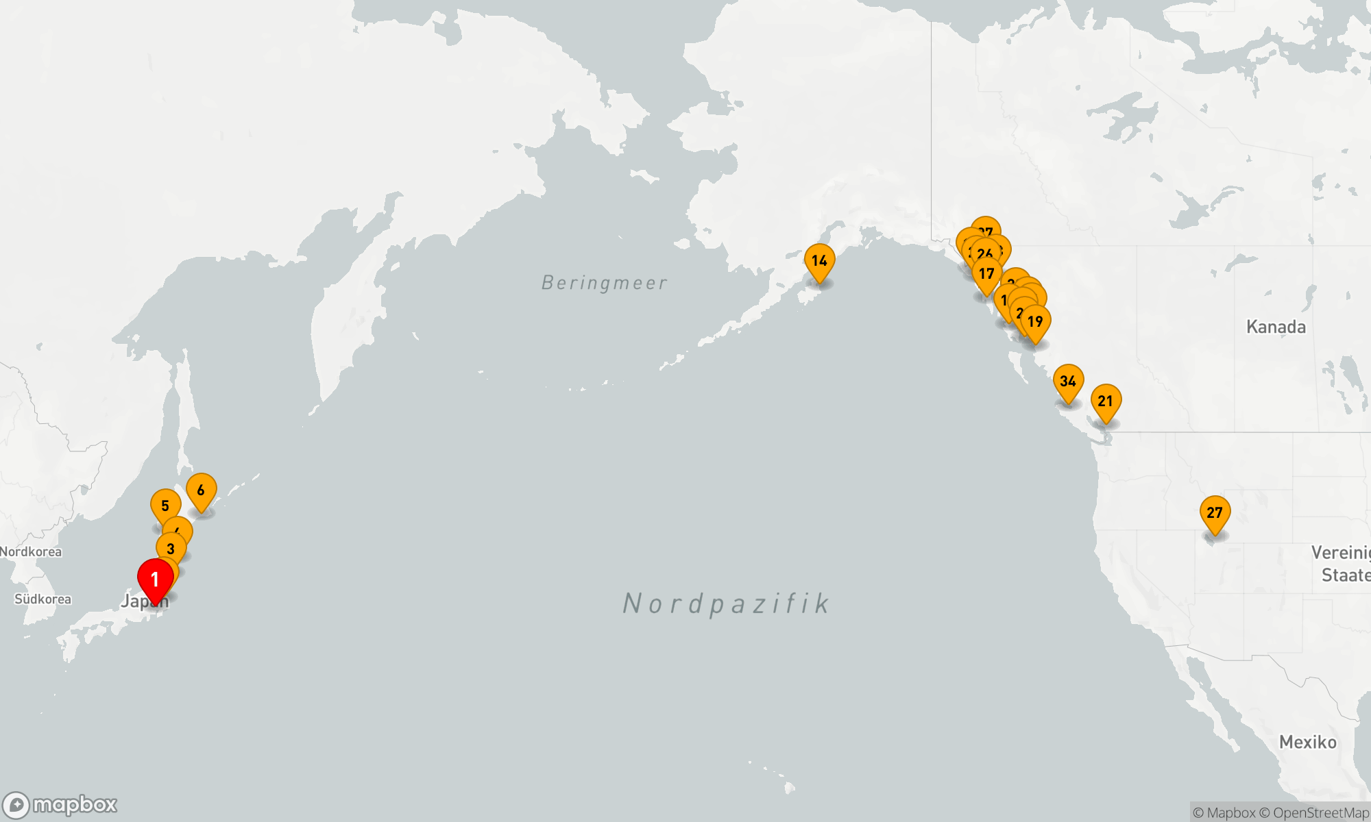 Route 34 Nächte - JAPAN,  ALASKA,  GLACIER BAY & PAZIFIKÜBERQUERUNG