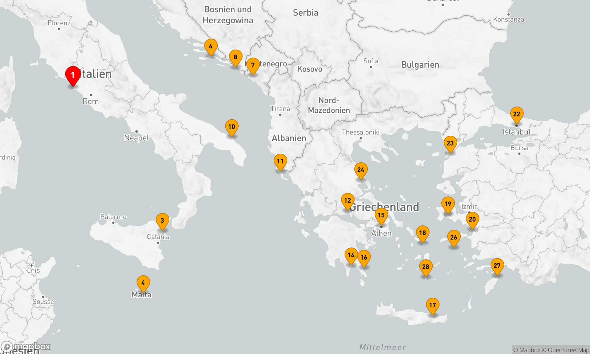 Route 28 Nächte - MEDITERRANES MEDLEY: ITALIEN,  GRIECHENLAND & EPHESUS