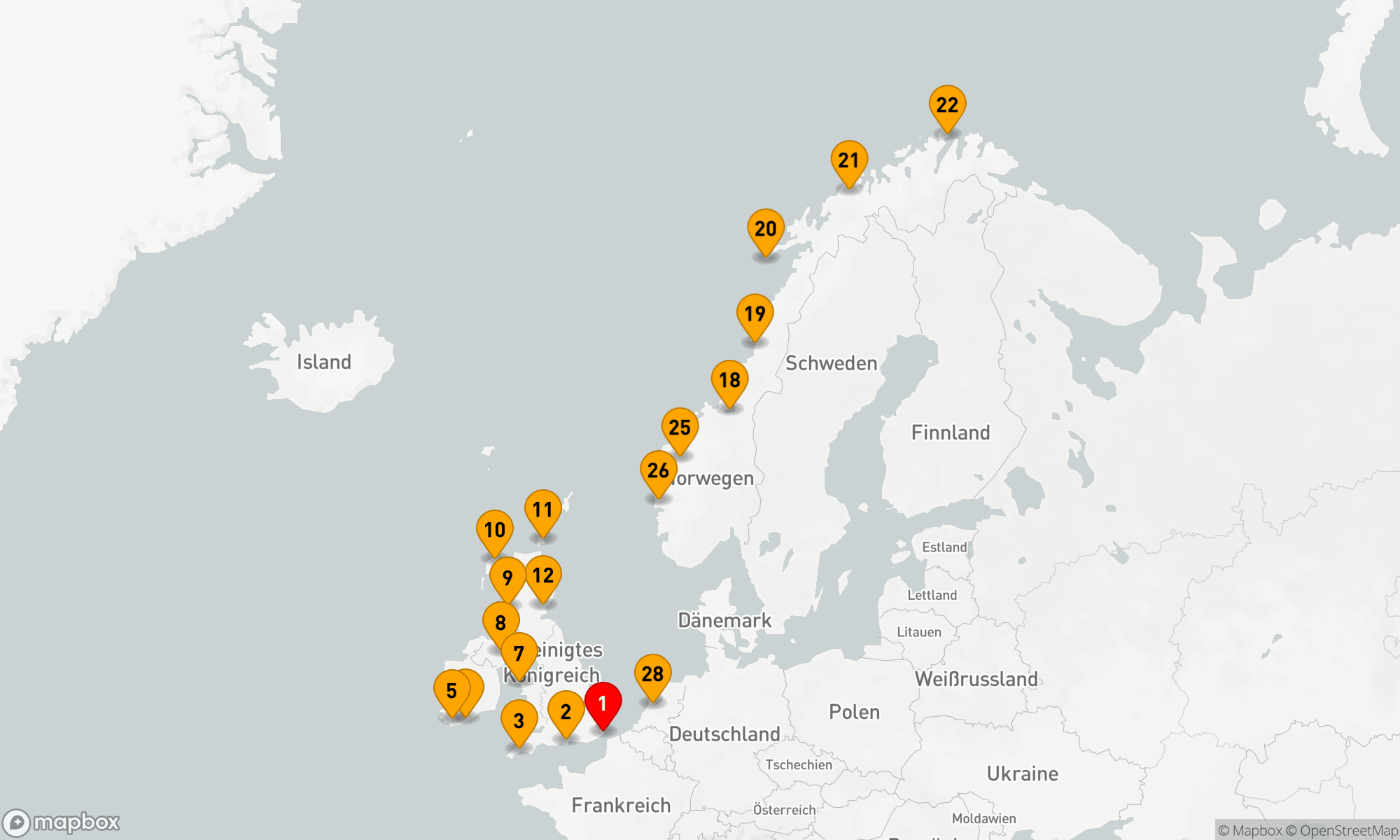 Route 28 Nächte - DIE BRITISCHEN INSELN UND DIE NORWEGISCHEN FJORDE