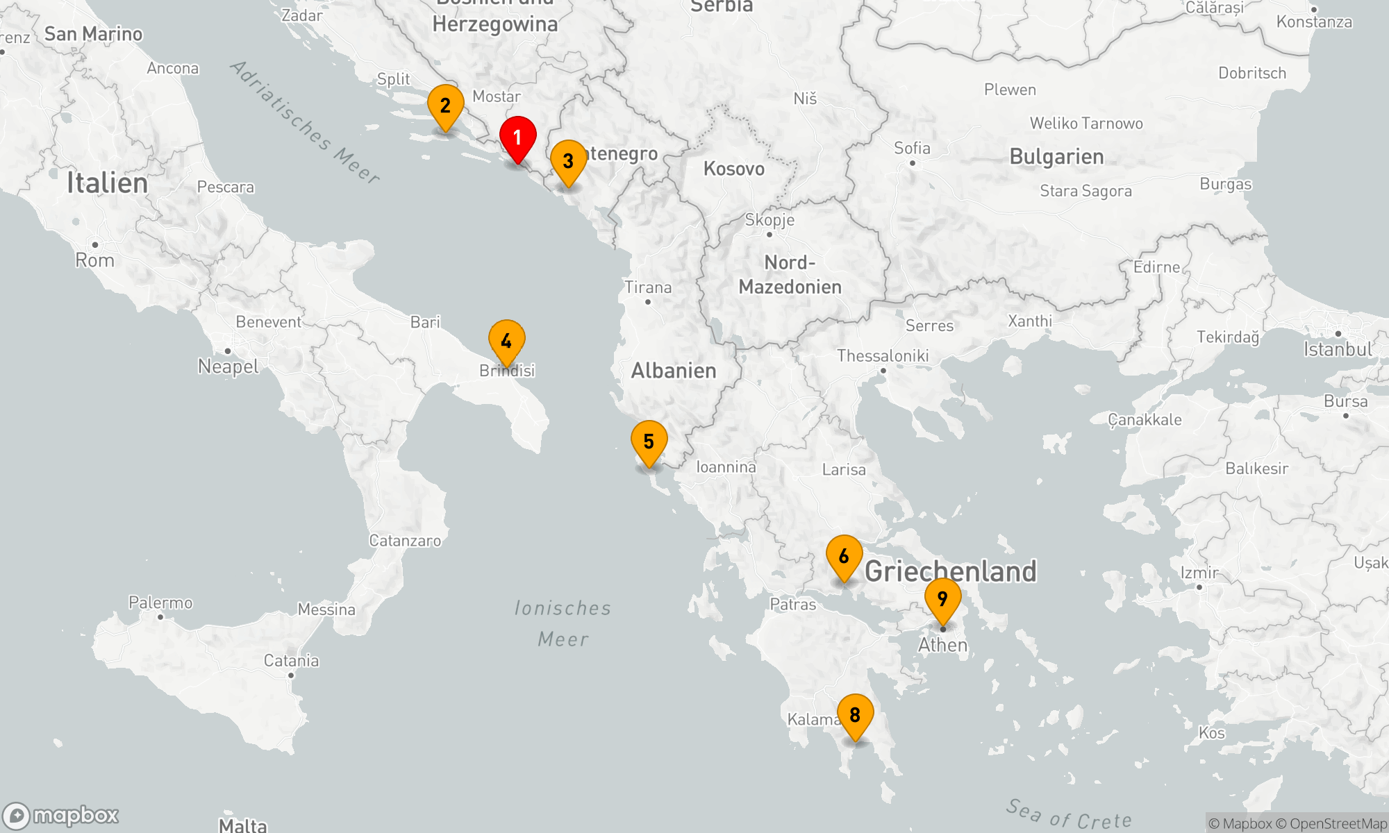 Route 8 Nächte - KROATIEN,  MONTENEGRO,  ITALIEN & GRIECHENLAND