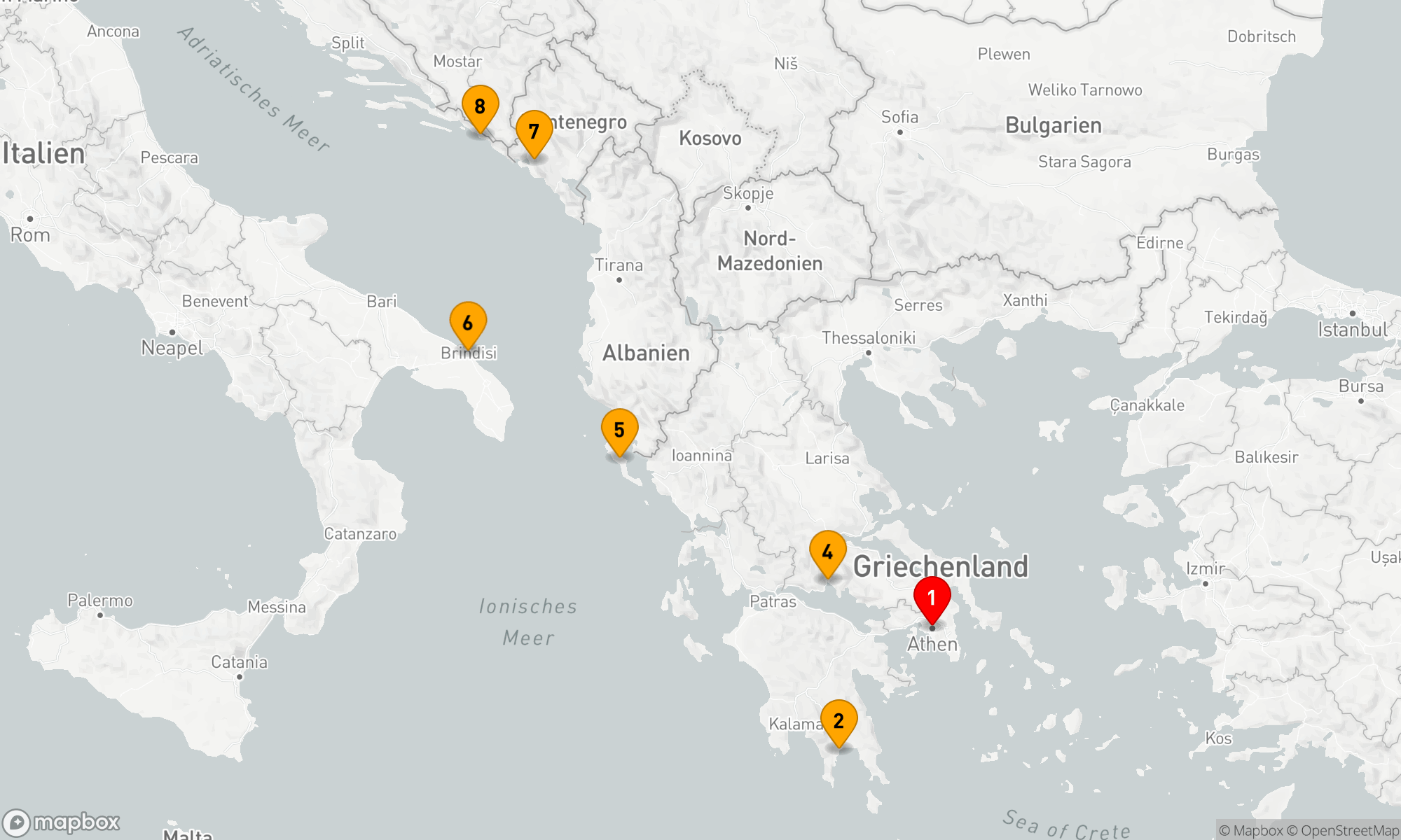 Route 7 Nächte - MONTENEGRO,  ITALIEN & GRIECHENLAND