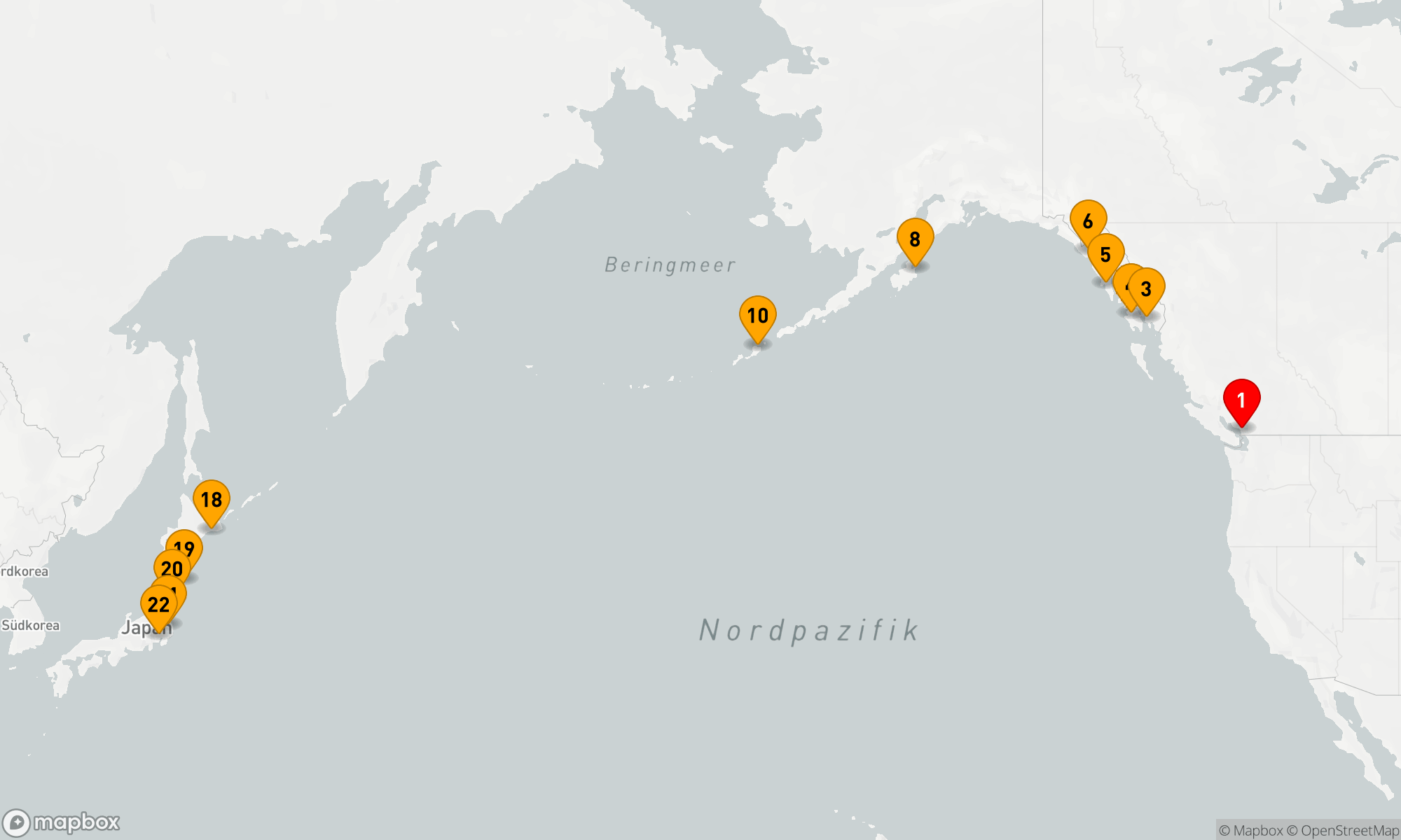 Route 21 Nächte - JAPAN,  ALASKA,  GLACIER BAY & PAZIFIKÜBERQUERUNG