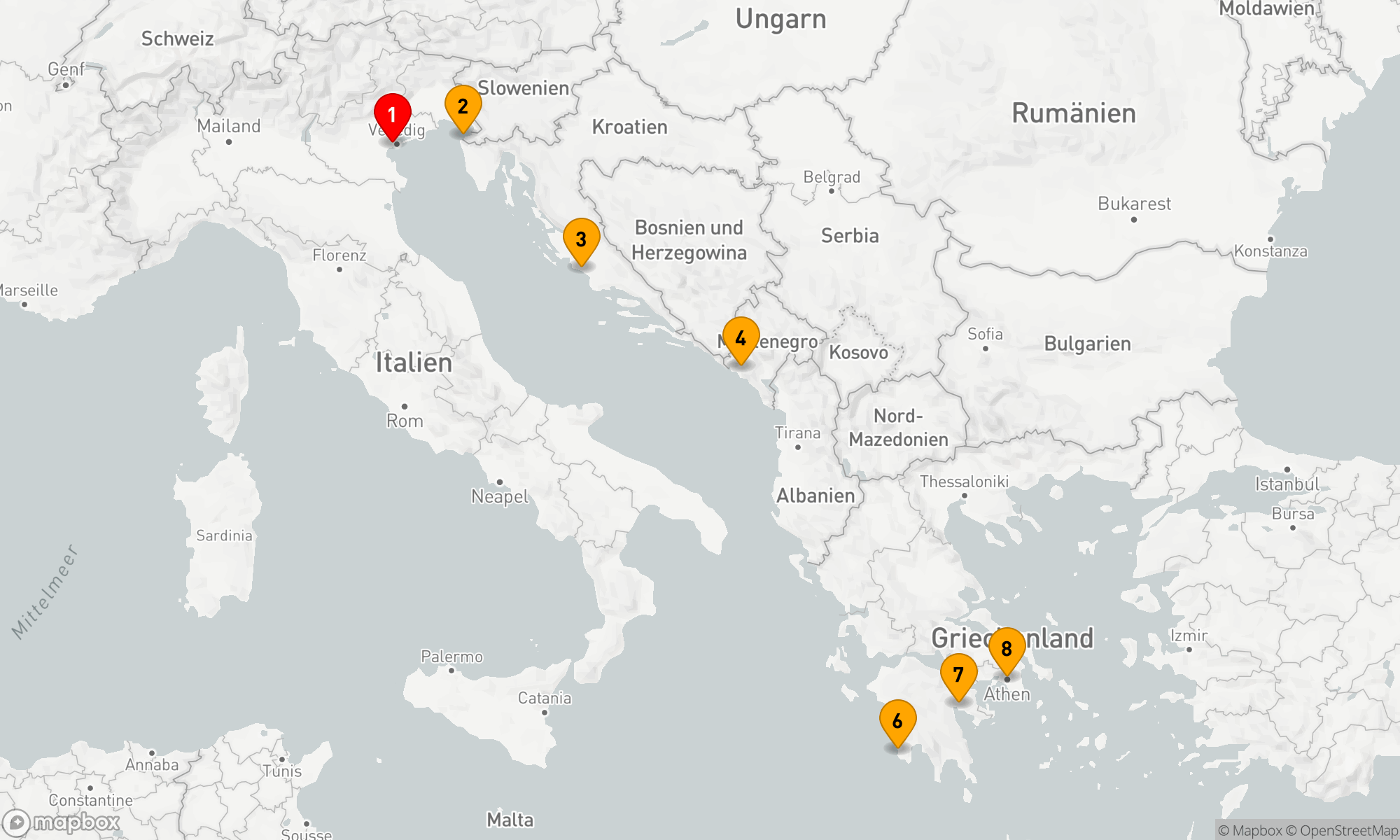 Route 7 Nächte - DALMATINISCHE PERLEN,  MONTENEGRO & GRIECHENLAND