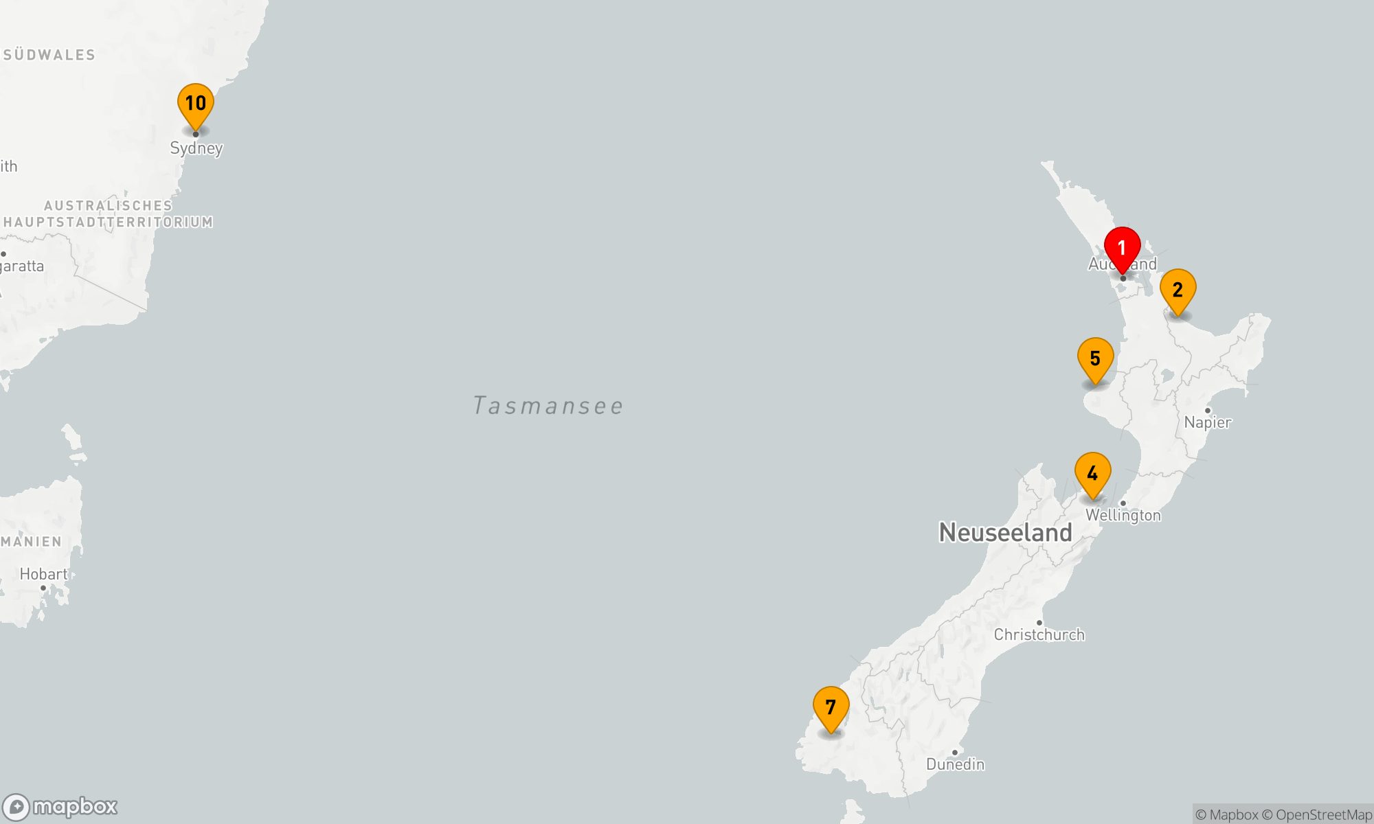 Route 9 Nächte - Neuseeland