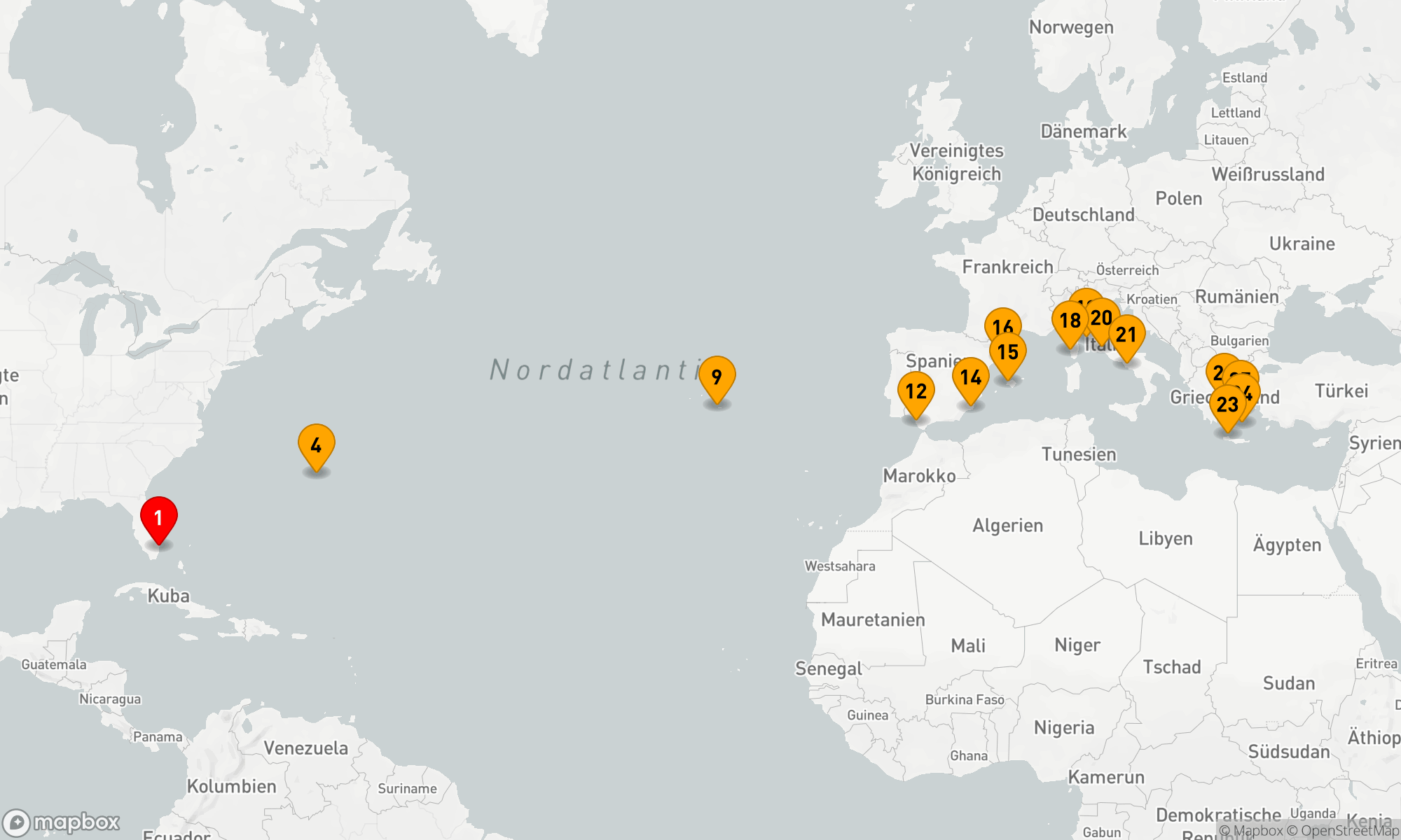 Route 25 Nächte - Spanien,  Italien und Griechenland Passage