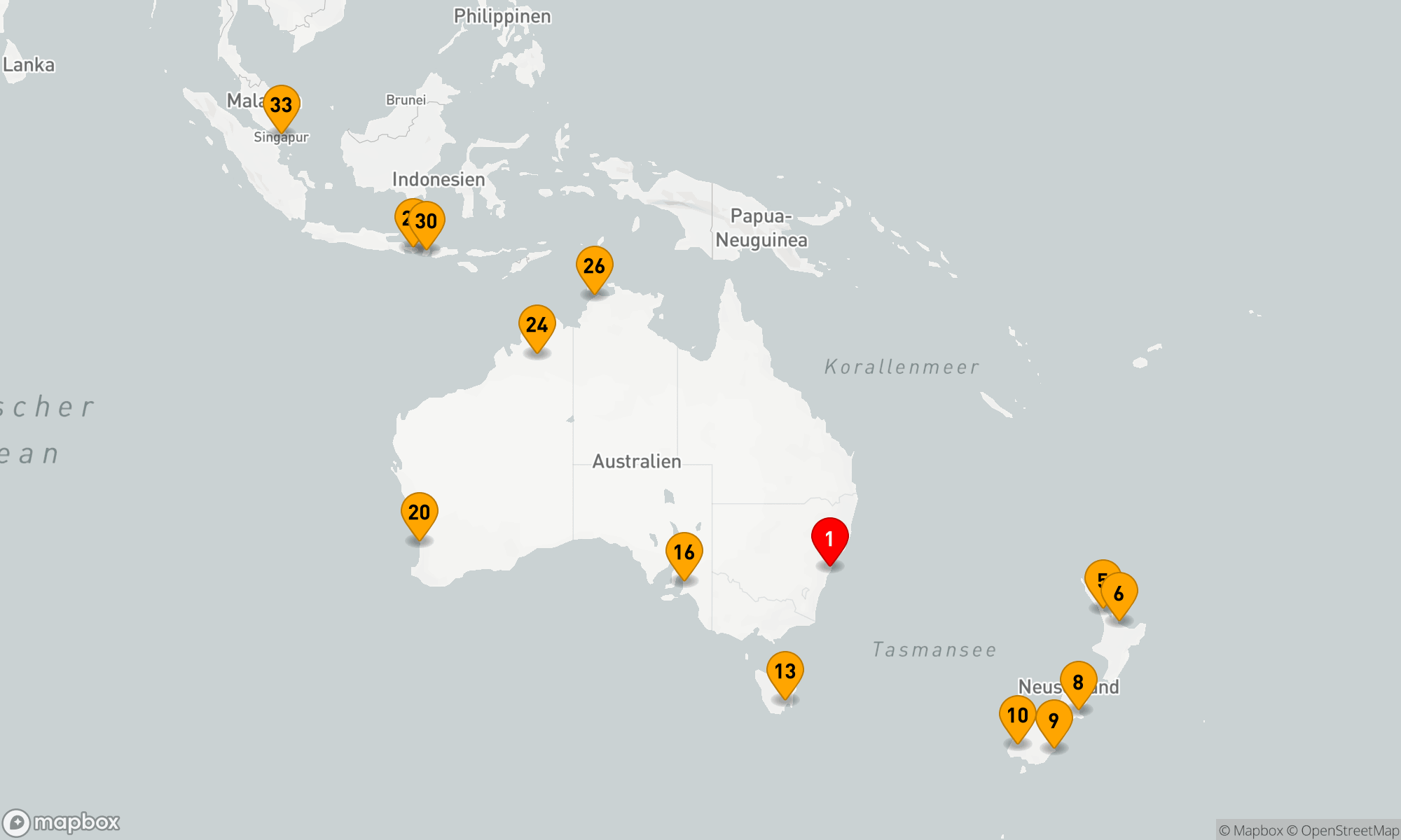 Route 32 Nächte - Australien & Südostasien