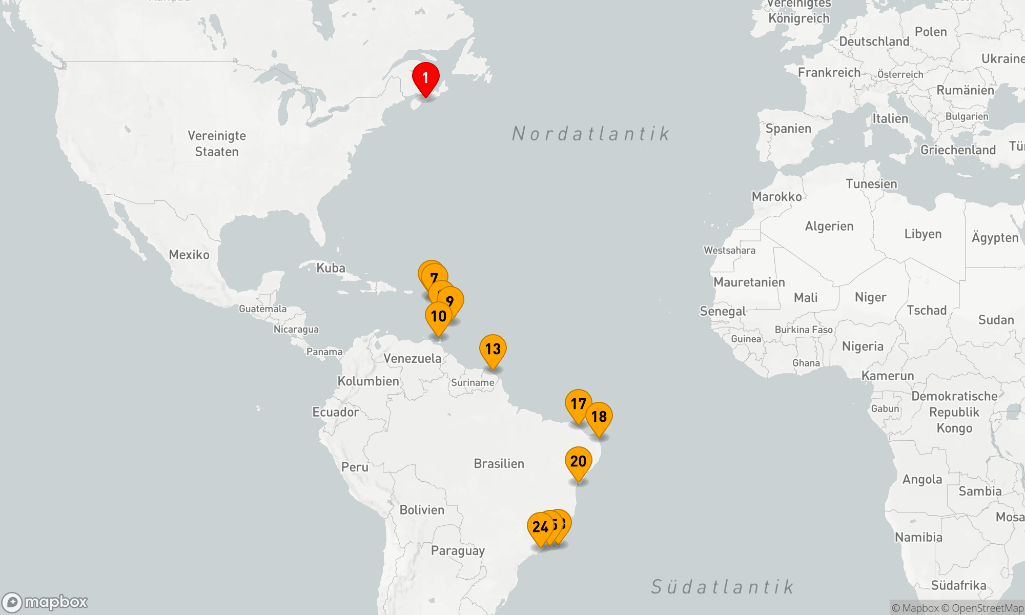 Route 24 Nächte - SÜDLICHE KARIBIK & SÜDAMERIKA-EXPEDITION