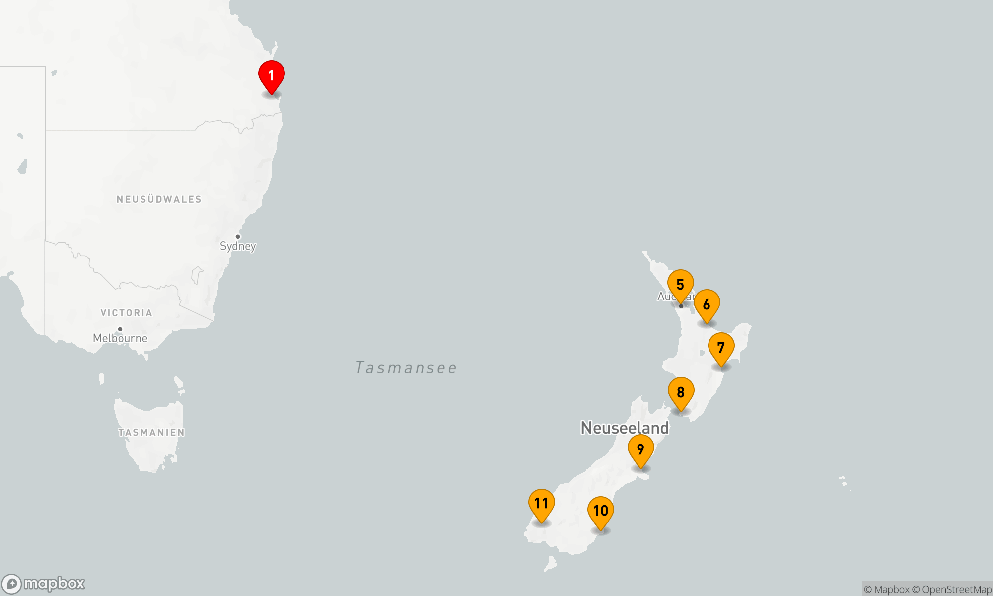 Route 14 Nächte - Neuseeland