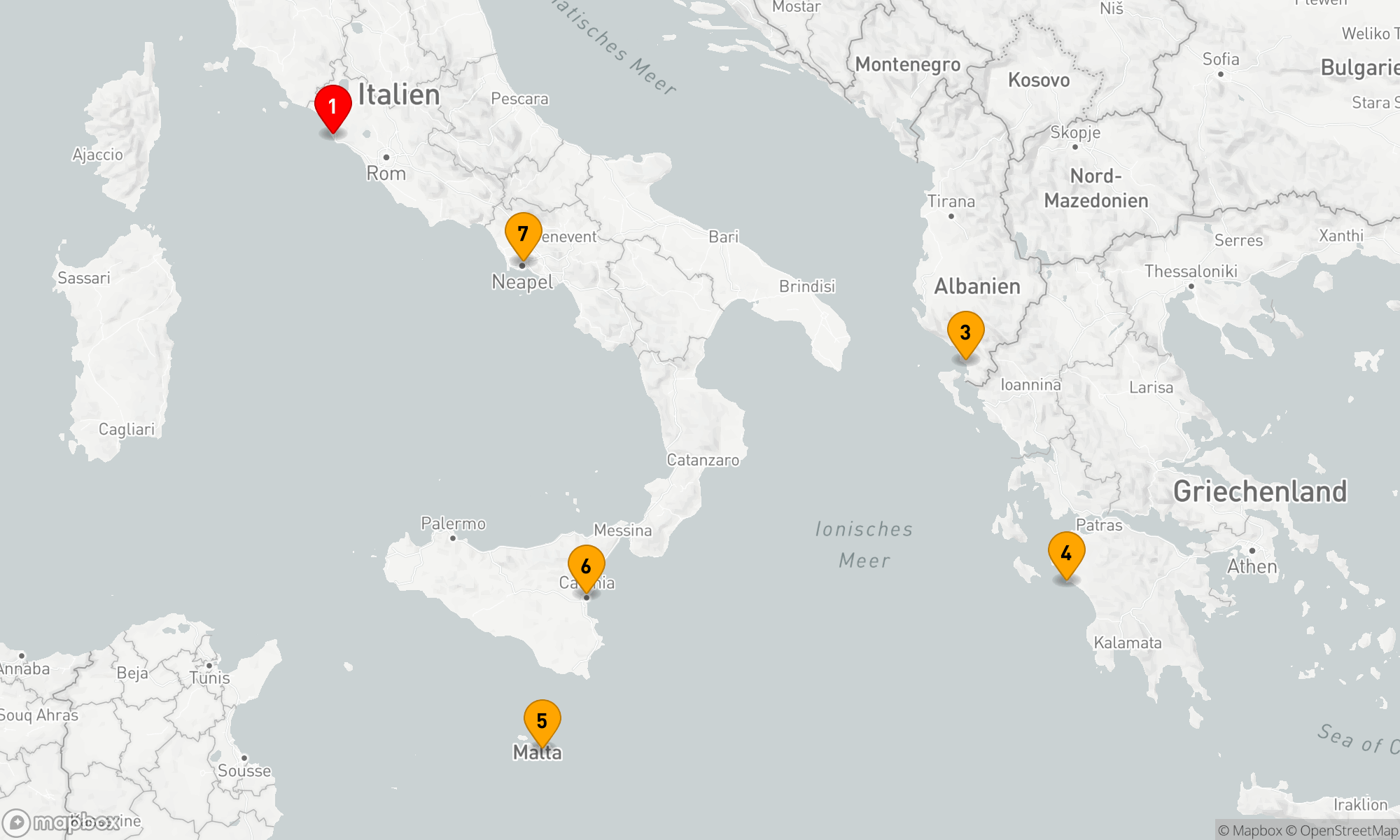 Route 7 Nächte - Mittelmeer mit Griechenland & Italien