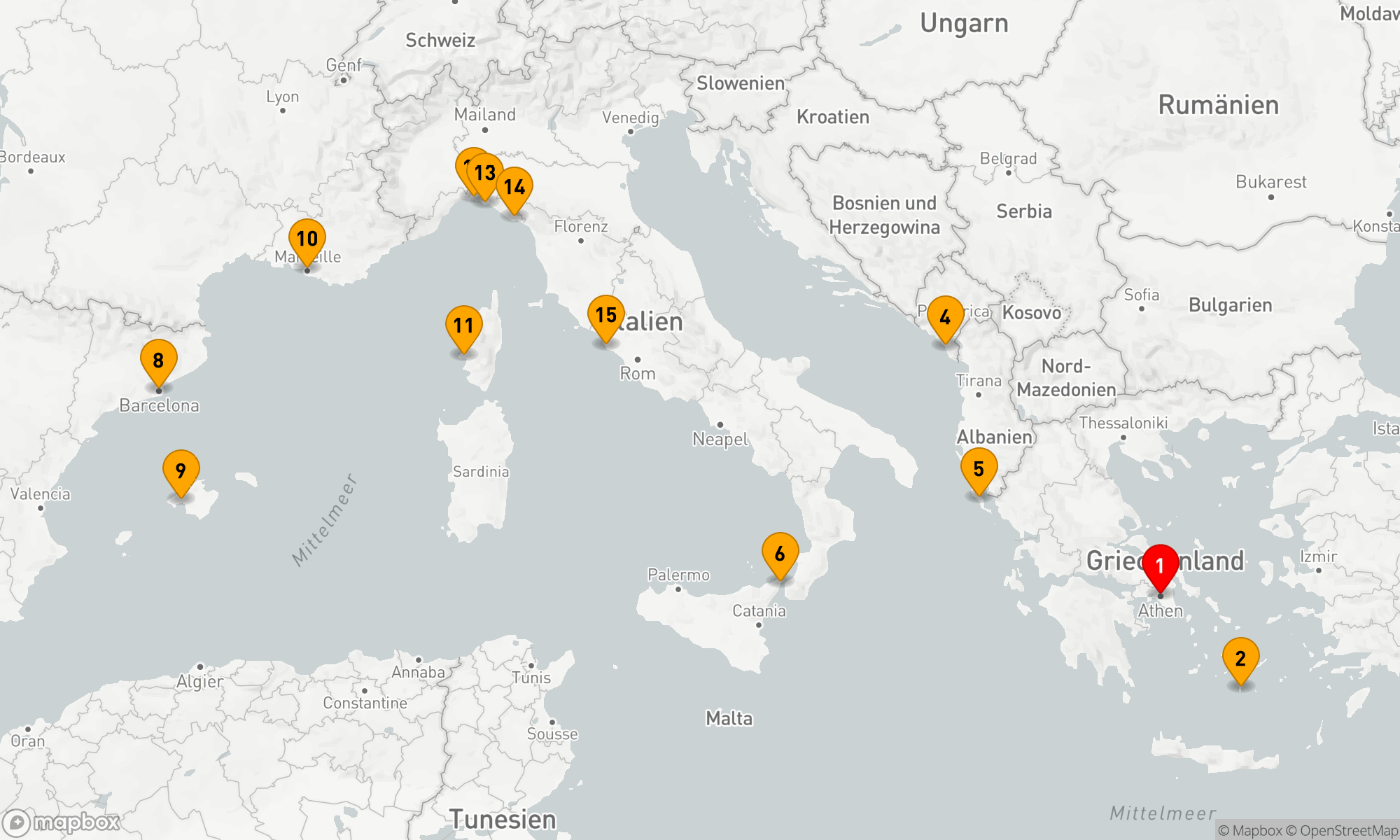 Route 14 Nächte - Westliches Mittelmeer mit Griechenland & Italien
