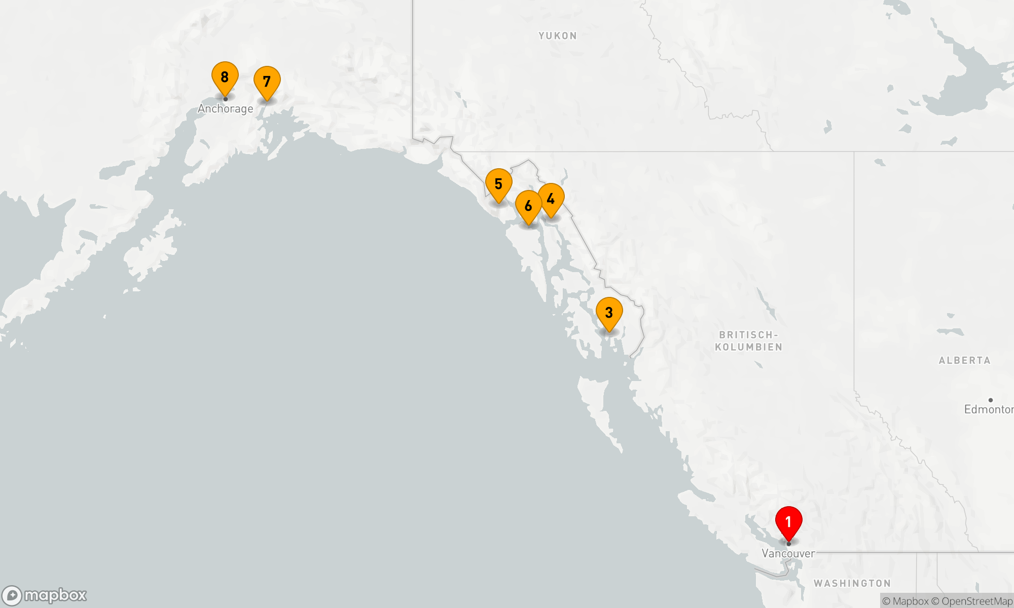 Route 7 Nächte - Reise zu den Gletschern (Nordrichtung)