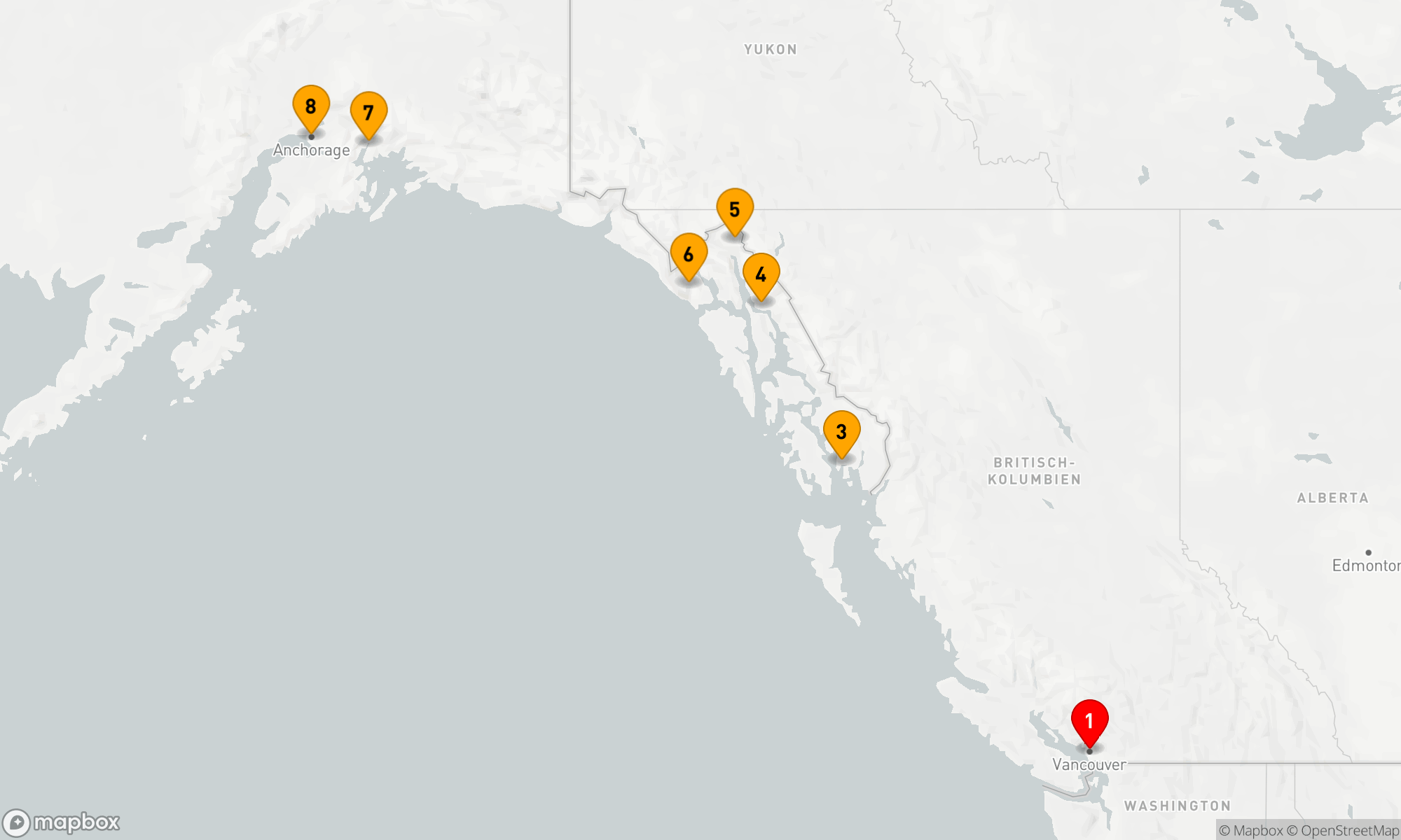Route 7 Nächte - Reise zu den Gletschern (Nordrichtung)