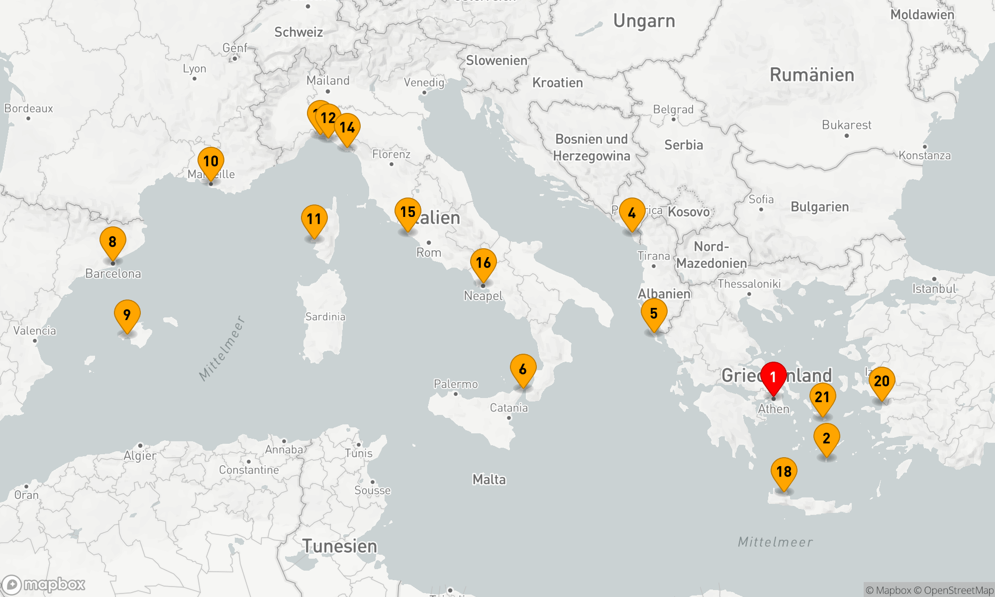 Route 21 Nächte - Das Beste aus dem Mittelmeerraum