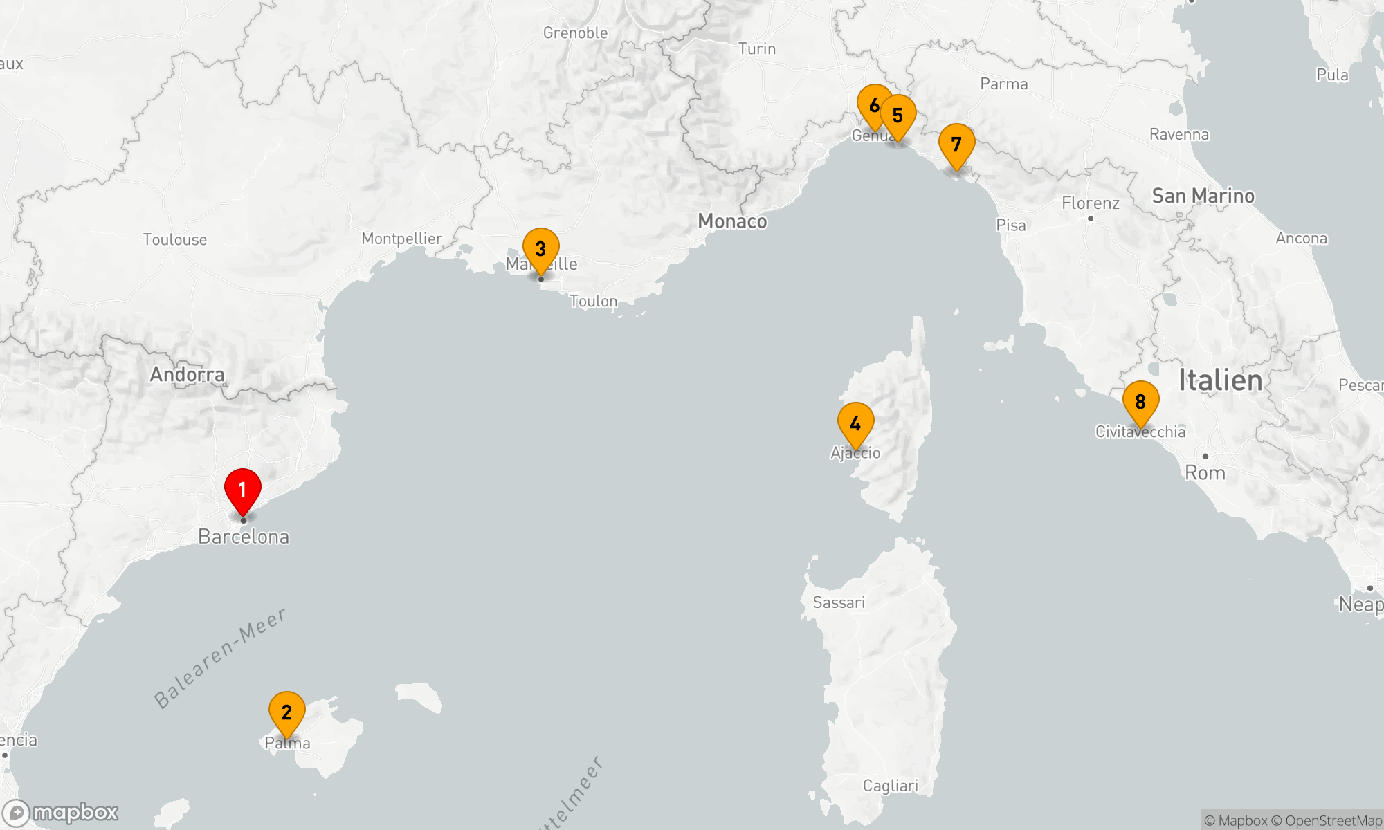Route 7 Nächte - Westliches Mittelmeer mit Italien