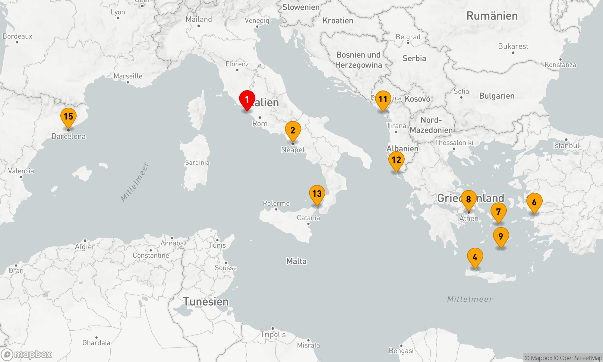 Route 14 Nächte - Mittelmeer mit Griechenland,  Türkei und Adria