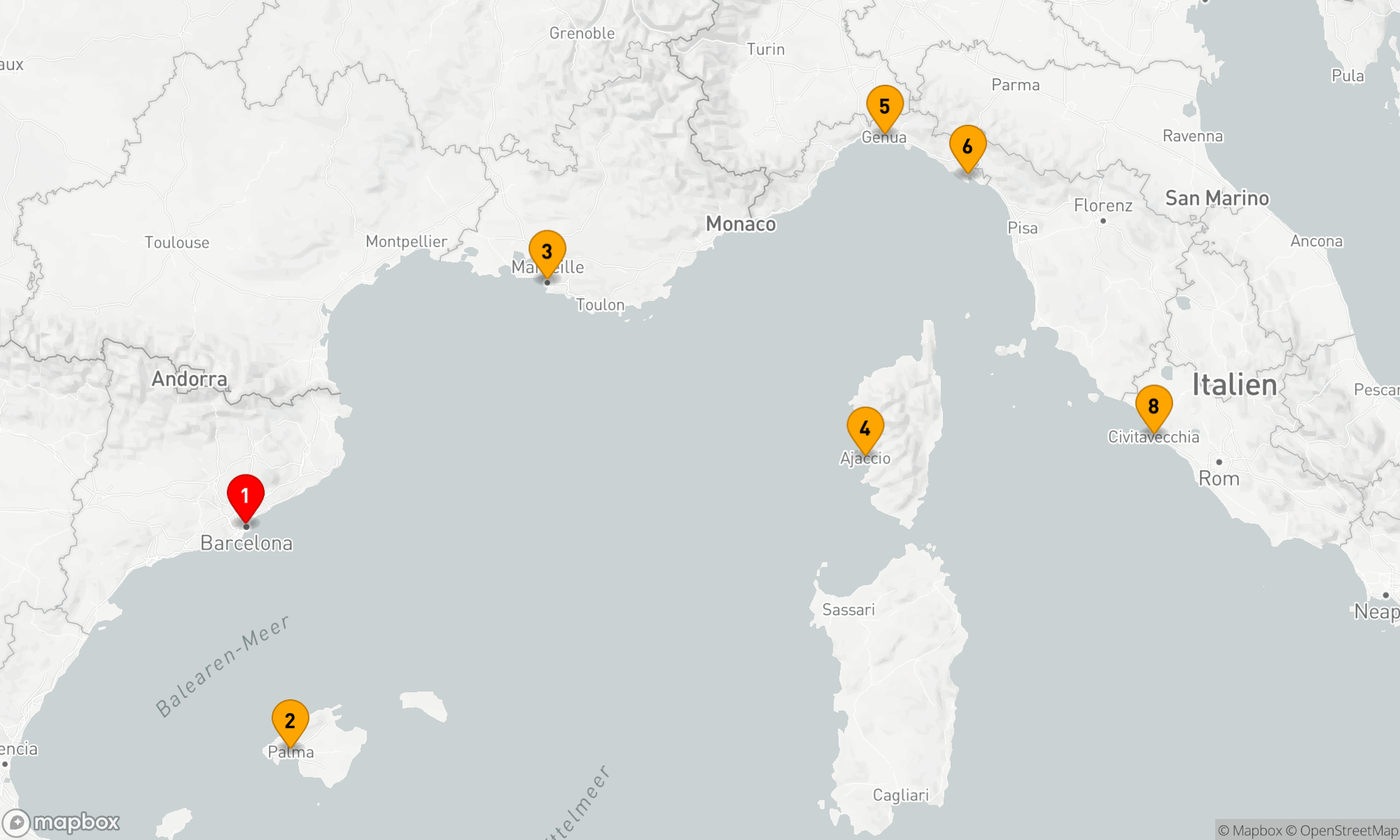 Route 7 Nächte - Westliches Mittelmeer mit Italien