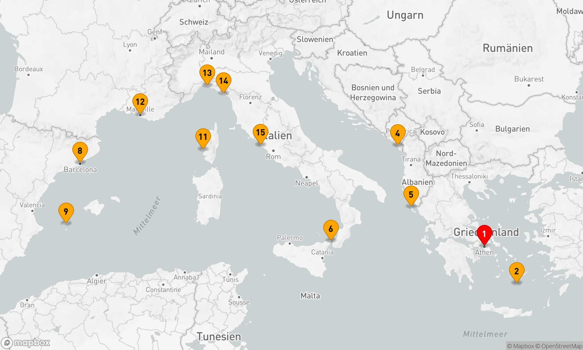 Route 14 Nächte - Westliches Mittelmeer mit Griechenland & Italien