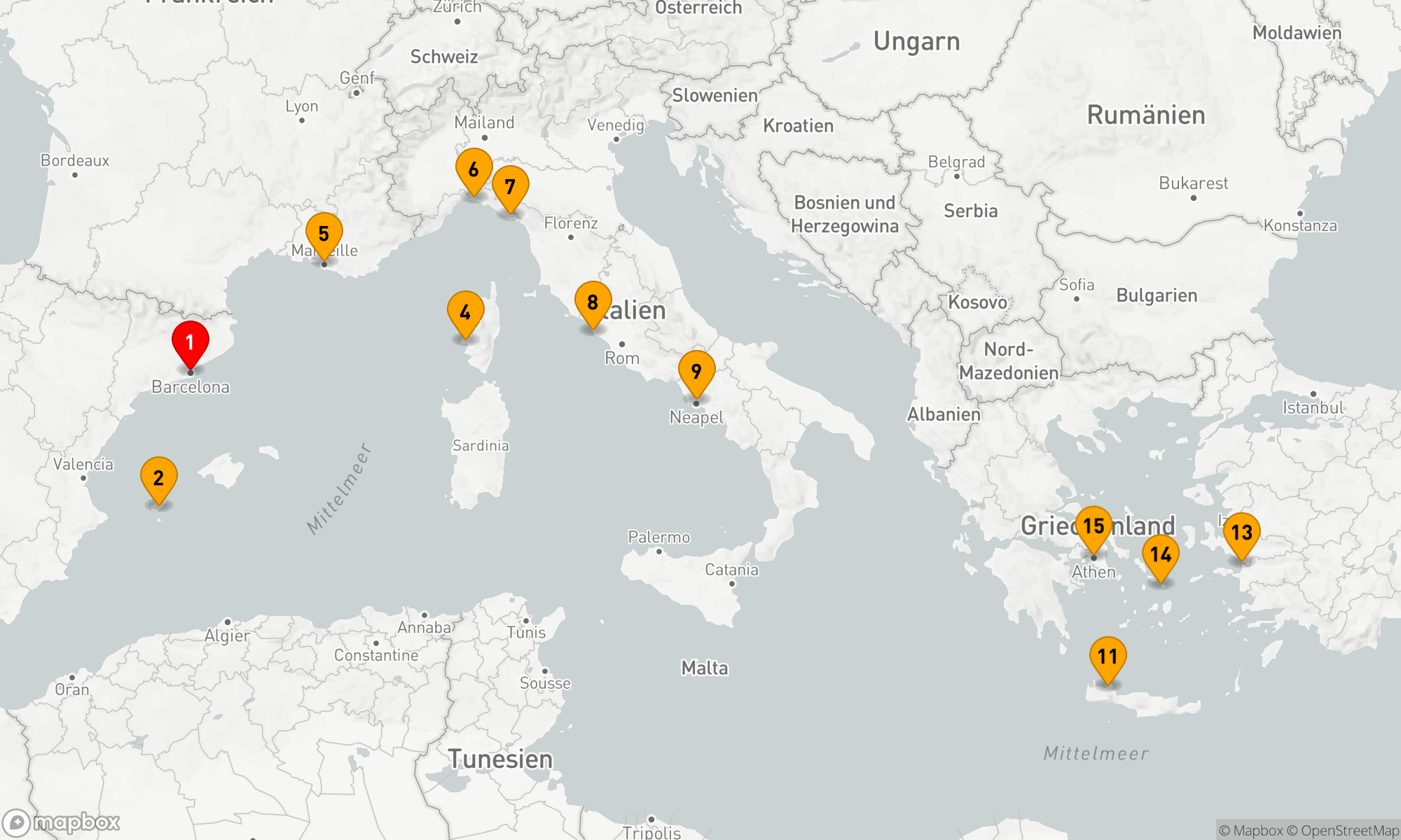 Route 14 Nächte - Mittelmeer mit Griechenland,  Italien und der Türkei