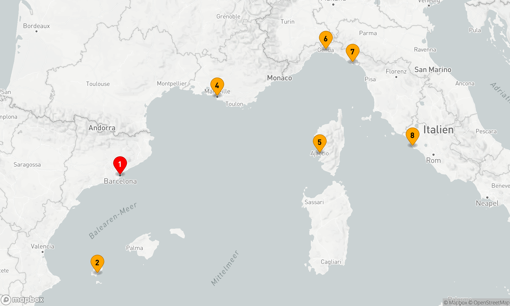 Route 7 Nächte - Westliches Mittelmeer mit Italien