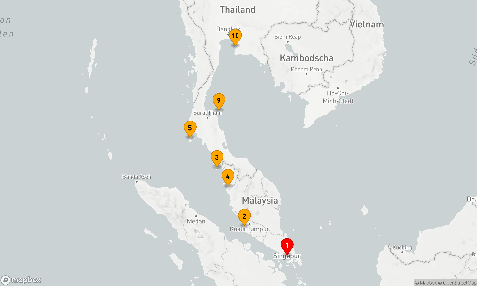 Route 12 Nächte - Malaysia und Thailand