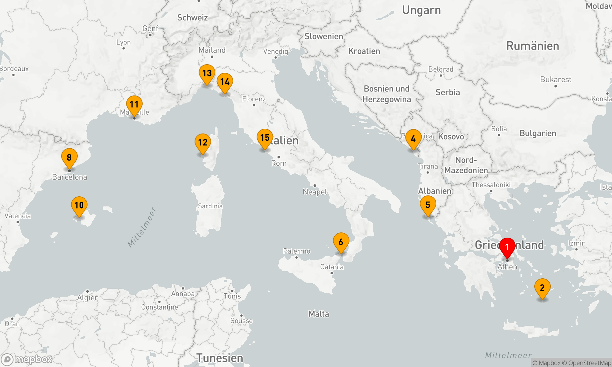 Route 14 Nächte - Westliches Mittelmeer mit Griechenland & Italien