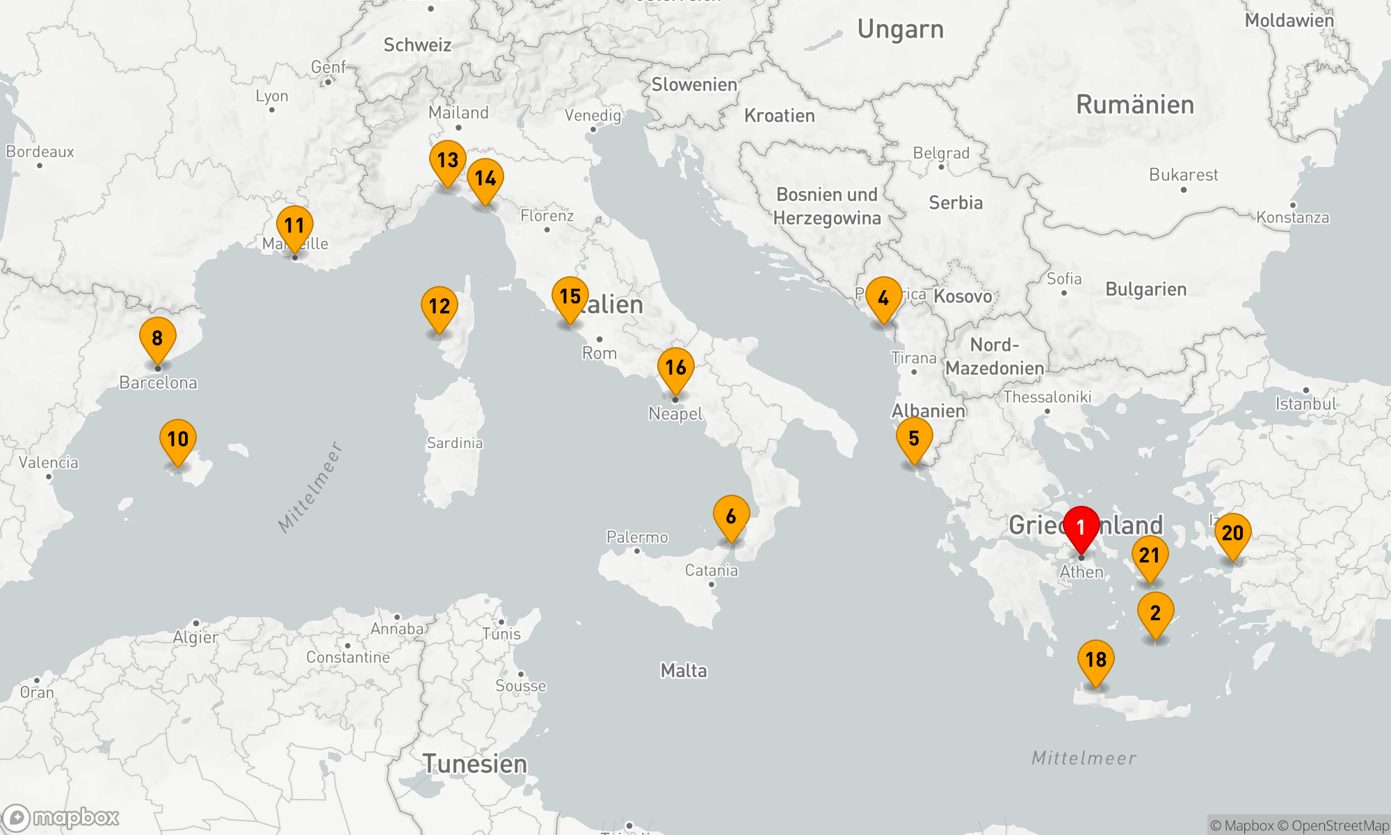 Route 21 Nächte - Das Beste aus dem Mittelmeerraum