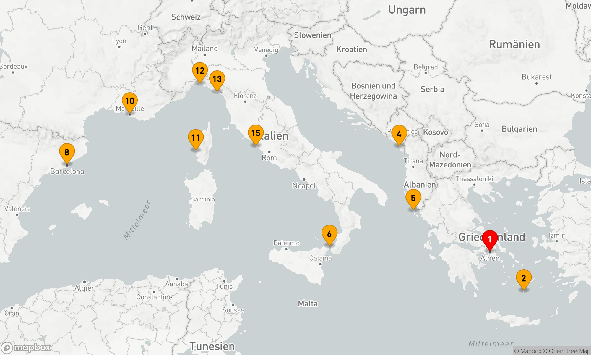 Route 14 Nächte - Westliches Mittelmeer mit Griechenland & Italien