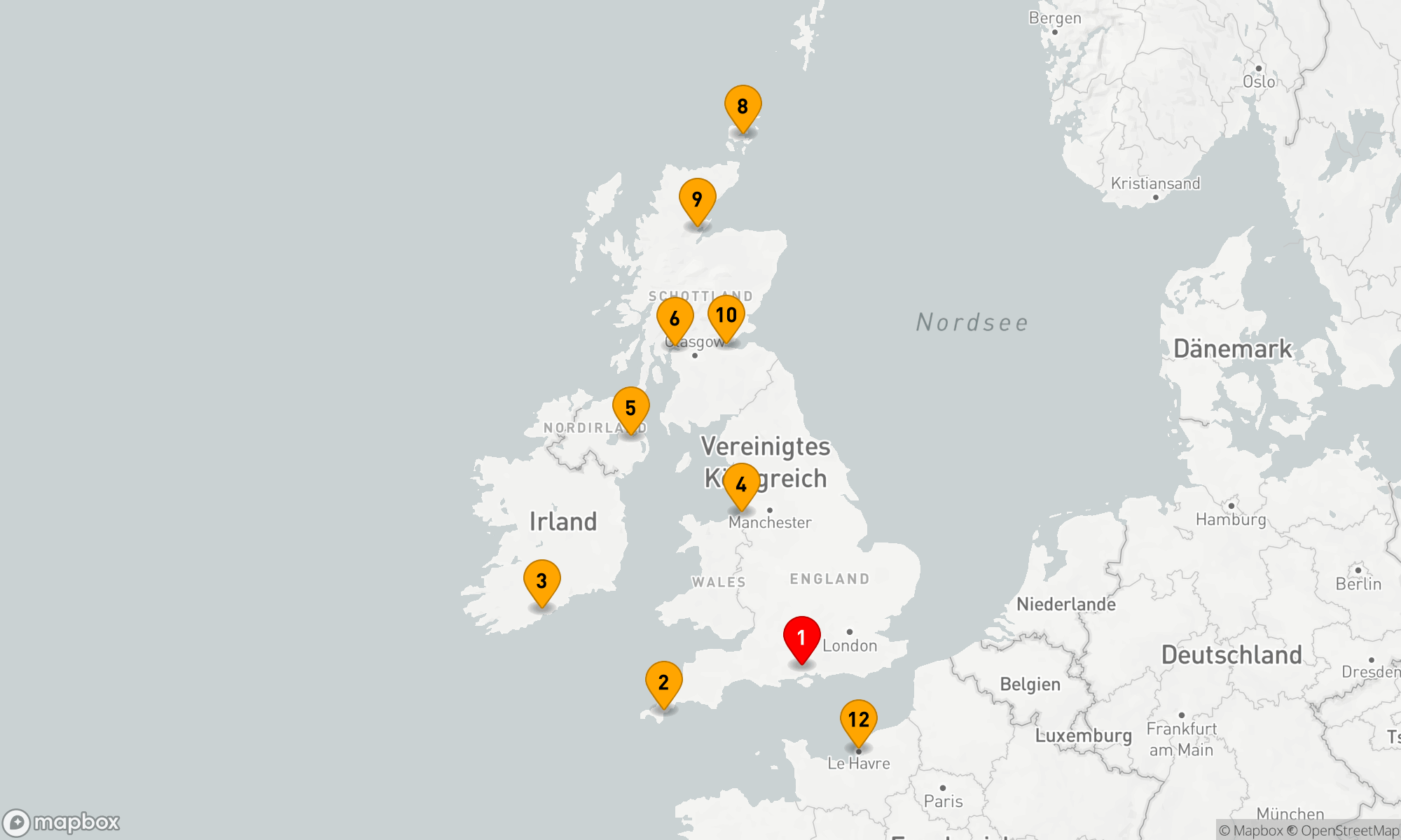 Route 12 Nächte - Britische Inseln mit Frankreich & Belfast