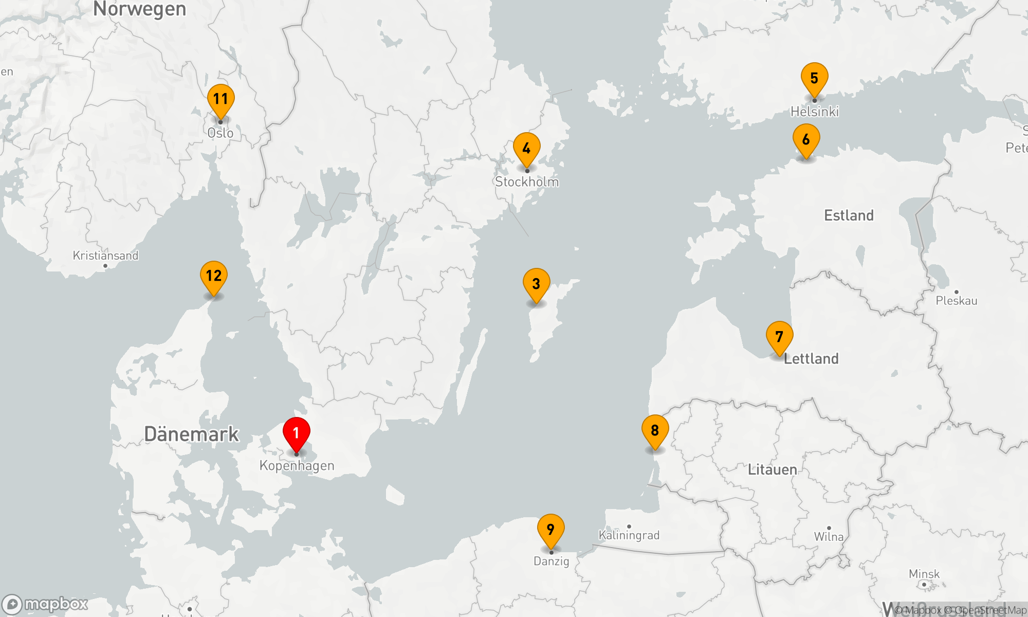 Route 12 Nächte - Norwegen,  Dänemark und Schweden