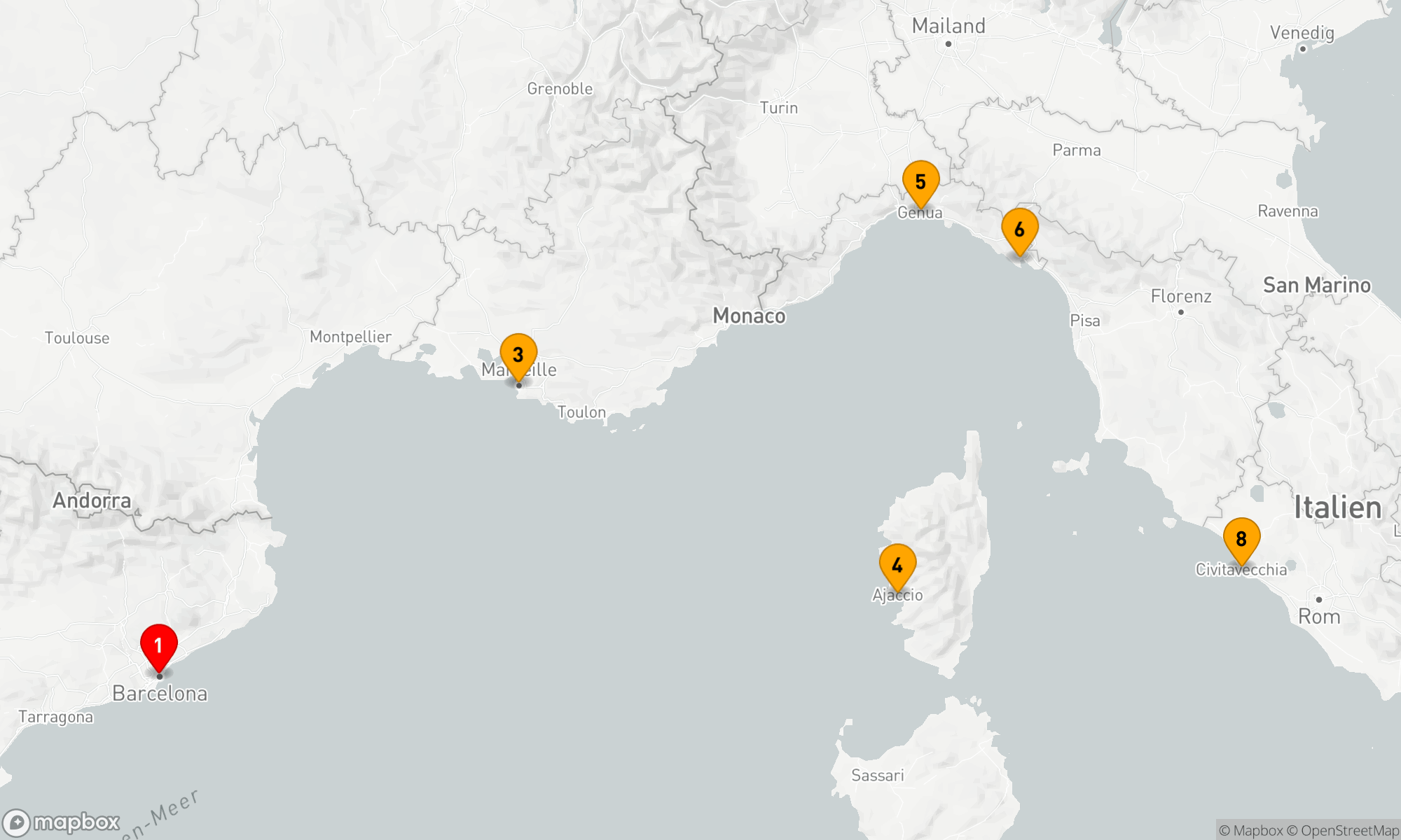 Route 7 Nächte - Westliches Mittelmeer mit Italien