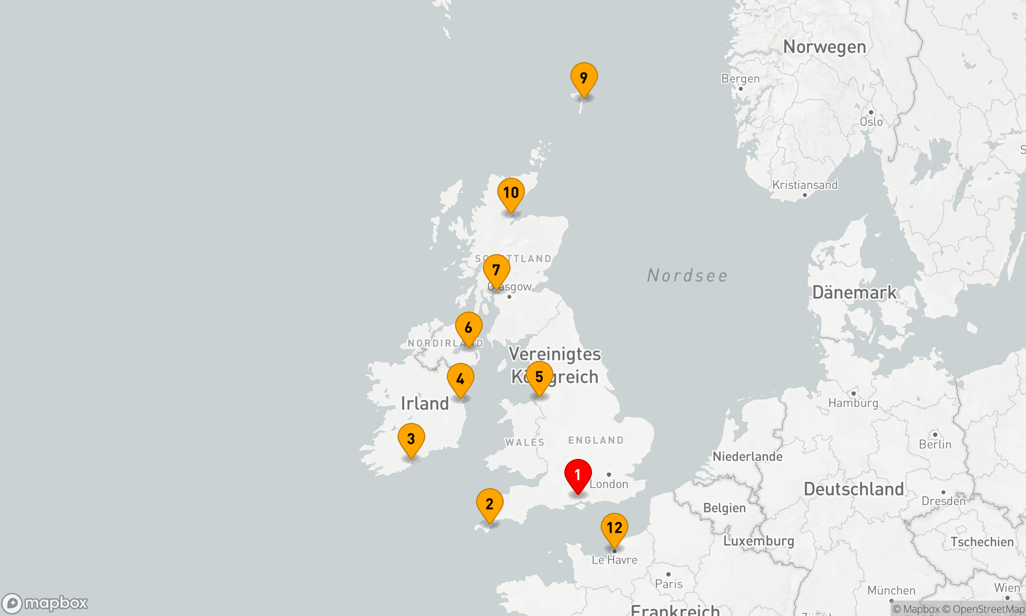 Route 12 Nächte - Britische Inseln mit Frankreich & Belfast