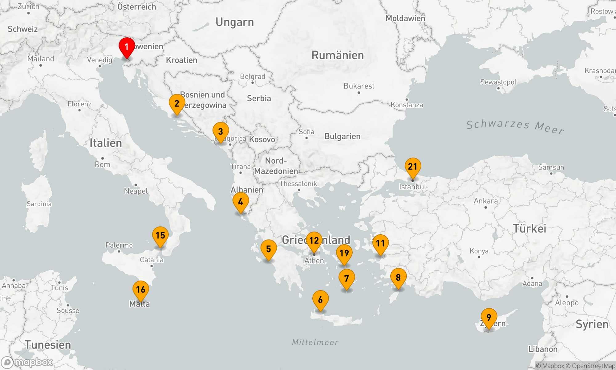 Route 21 Nächte - Das Beste aus dem Mittelmeerraum