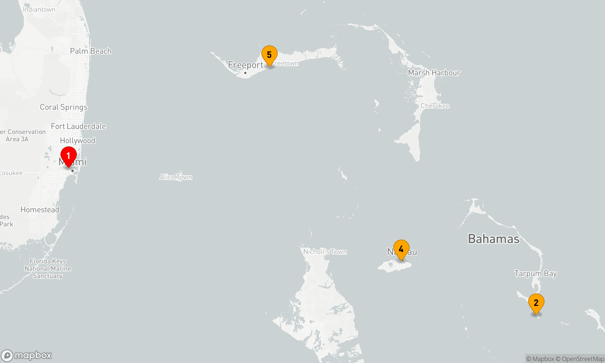 Route 5 Nächte - BAHAMAS