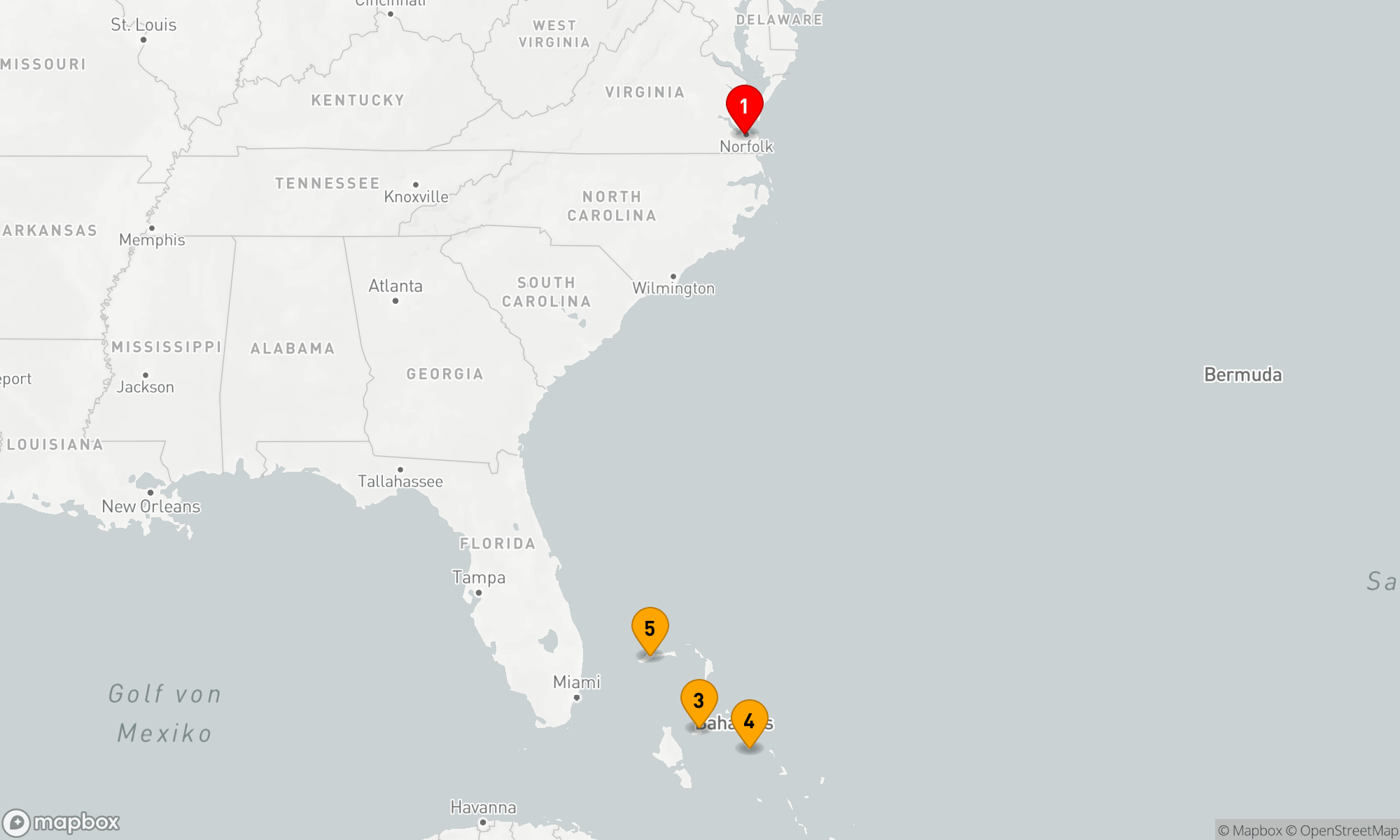 Route 6 Nächte - BAHAMAS