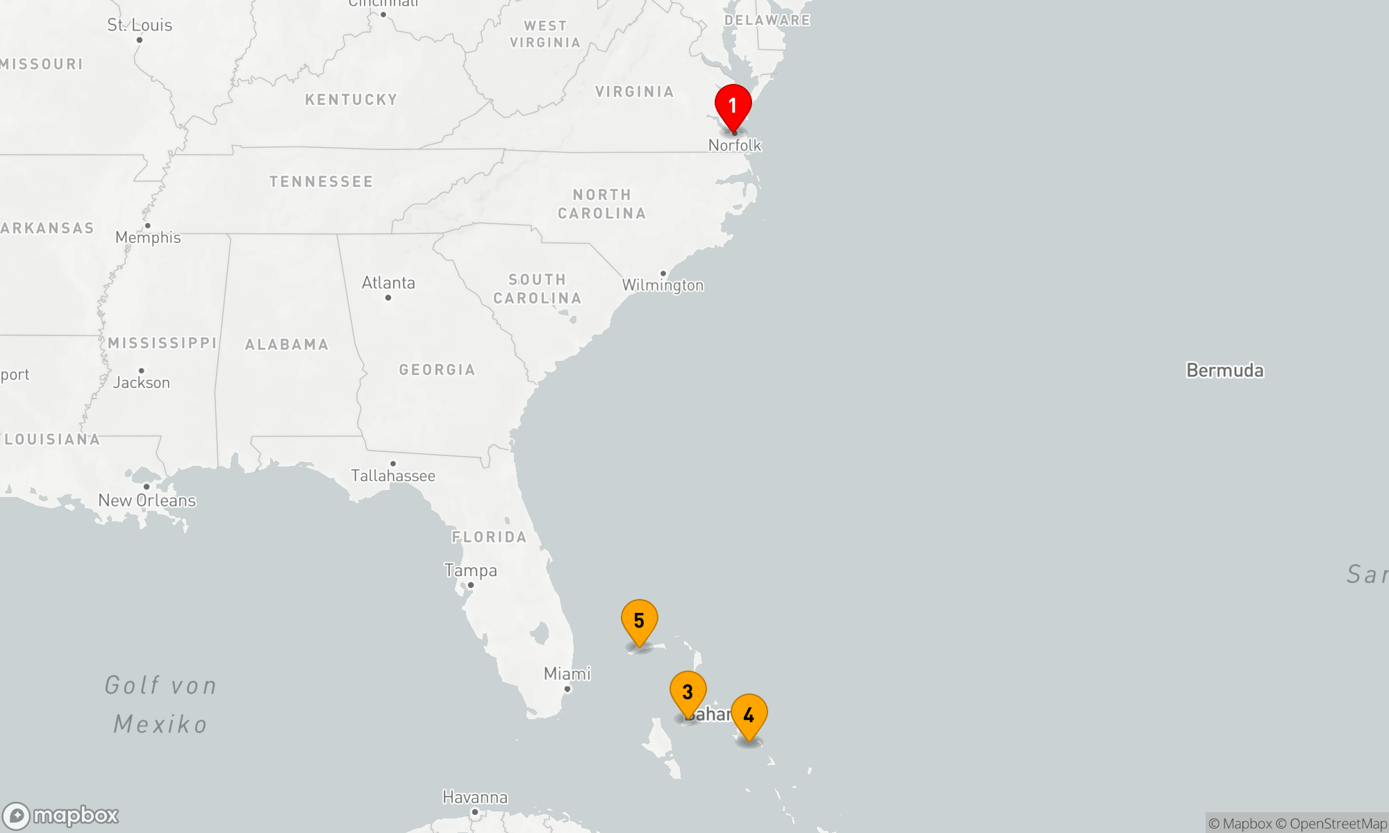 Route 6 Nächte - BAHAMAS