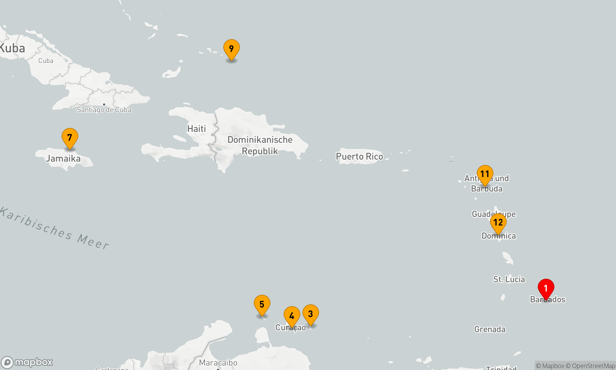 Route 14 Nächte - KARIBISCHE INSELN FLUG-KREUZFAHRT