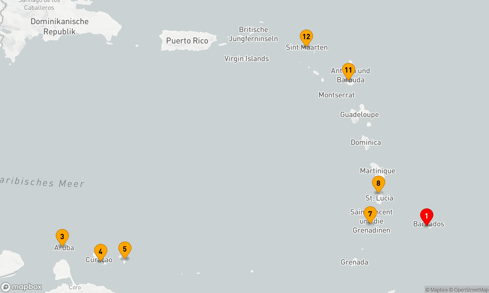 Route 14 Nächte - KARIBISCHE INSELN FLUG-KREUZFAHRT
