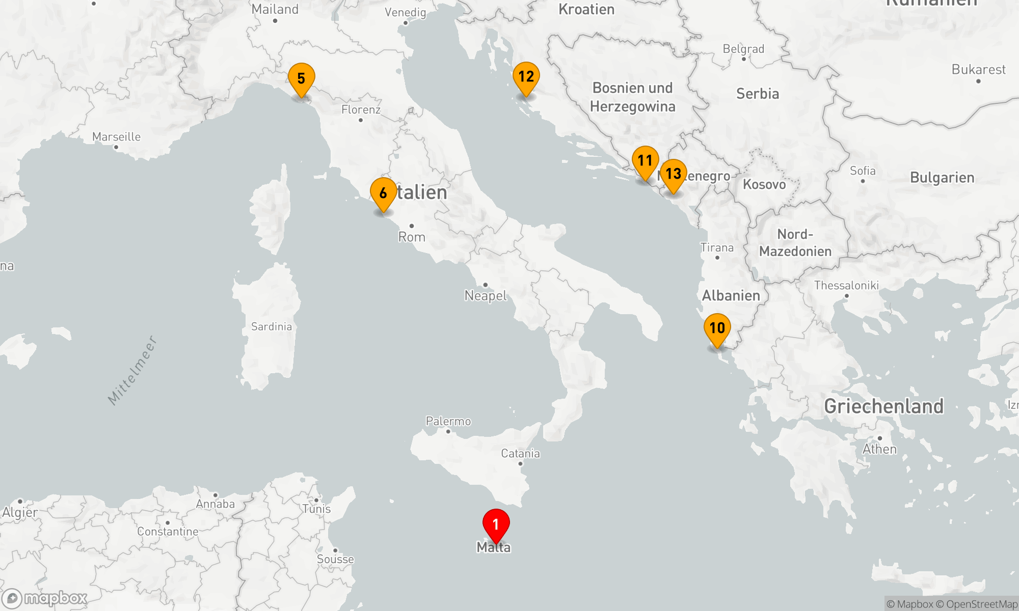Route 14 Nächte - MITTELMEER-FLIEGEN-KREUZFAHRT