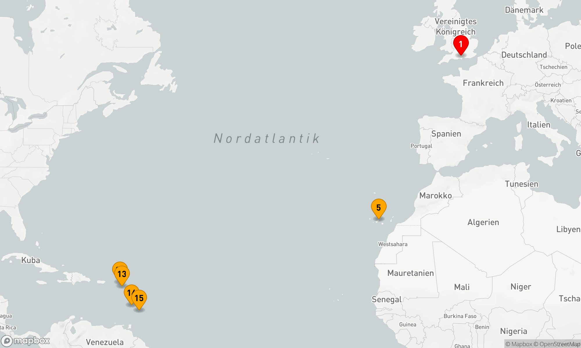 Route 15 Nächte - TRANSATLANTISCHE KARIBIK