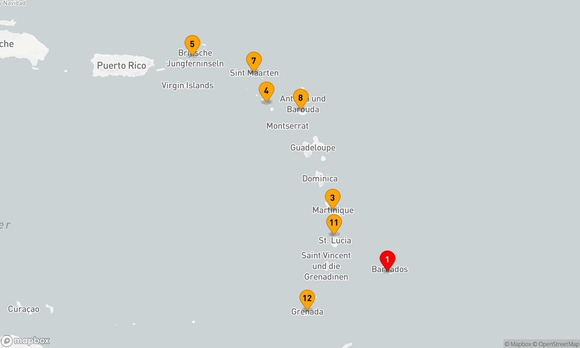 Route 14 Nächte - OSTKARIBISCHE INSELN FLUG-KREUZFAHRT