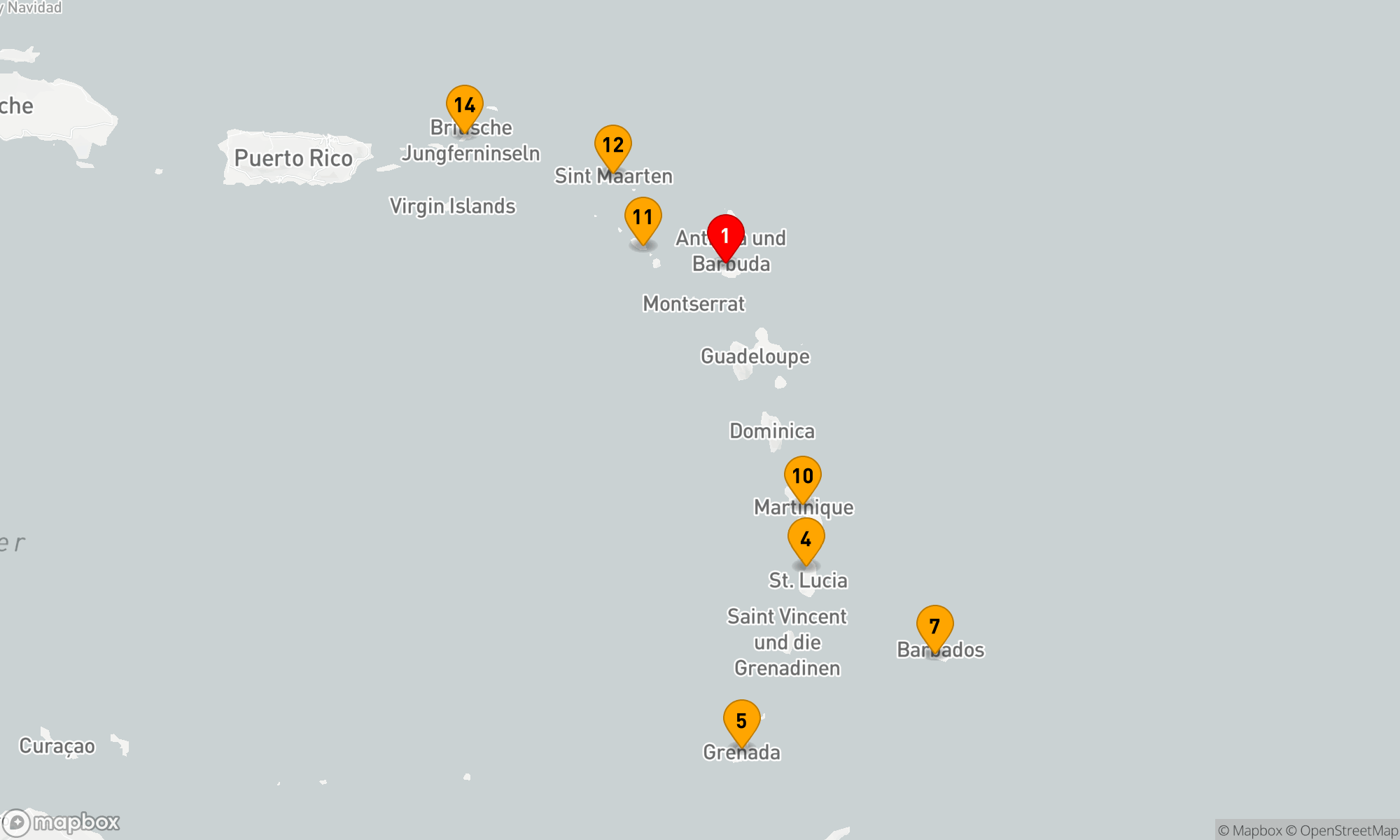 Route 14 Nächte - OSTKARIBISCHE INSELN FLUG-KREUZFAHRT