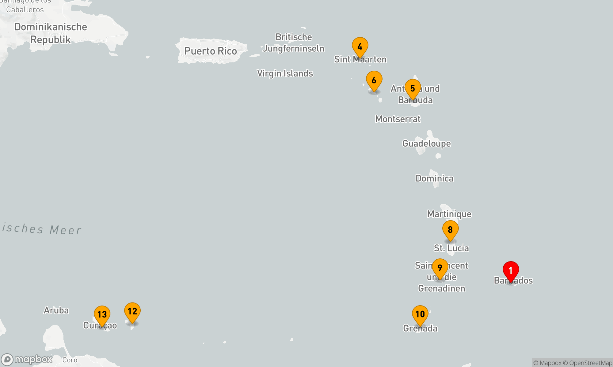 Route 14 Nächte - KARIBISCHE INSELN FLUG-KREUZFAHRT