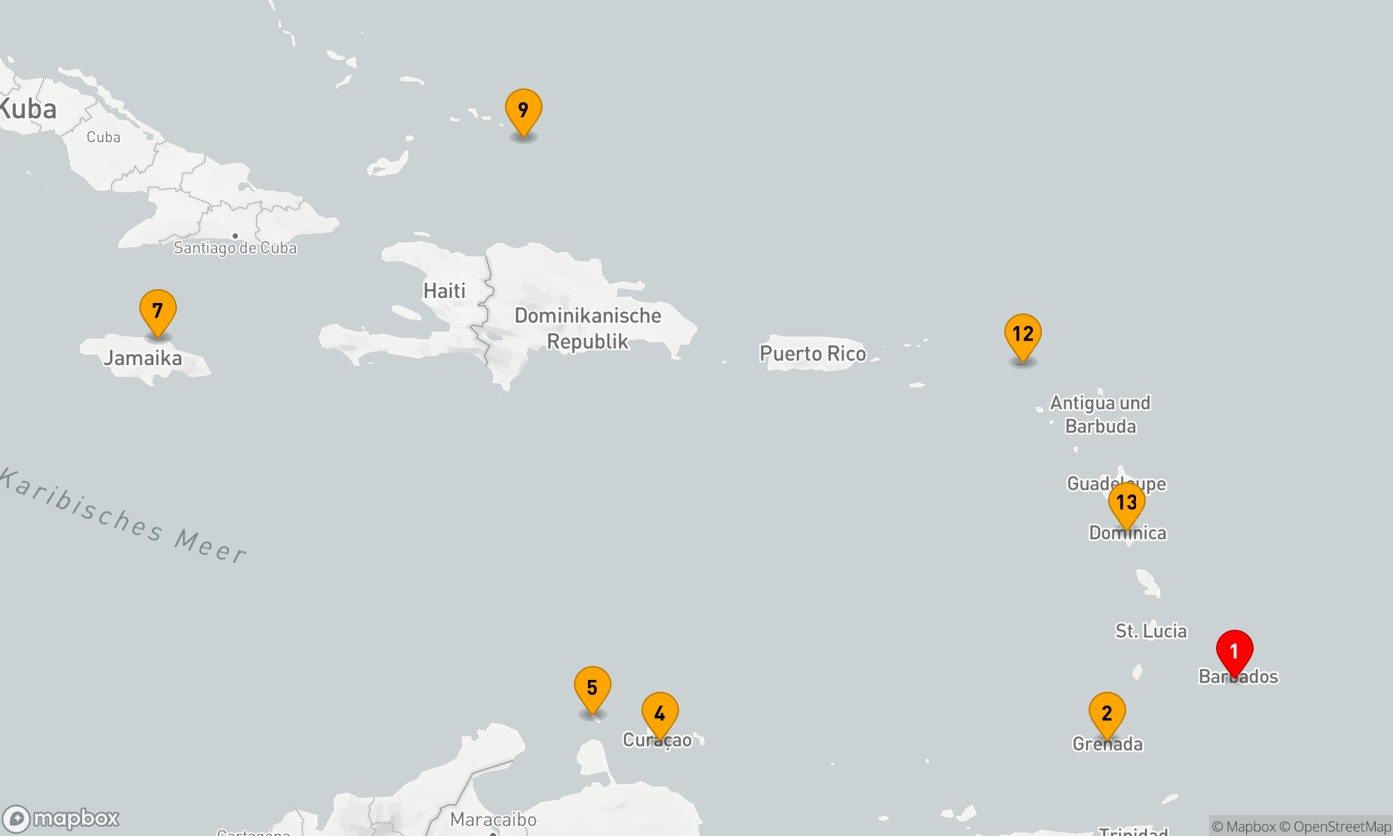 Route 14 Nächte - KARIBISCHE INSELN FLUG-KREUZFAHRT