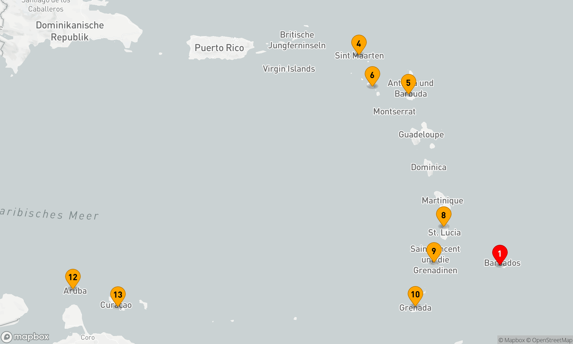 Route 14 Nächte - KARIBISCHE INSELN FLUG-KREUZFAHRT