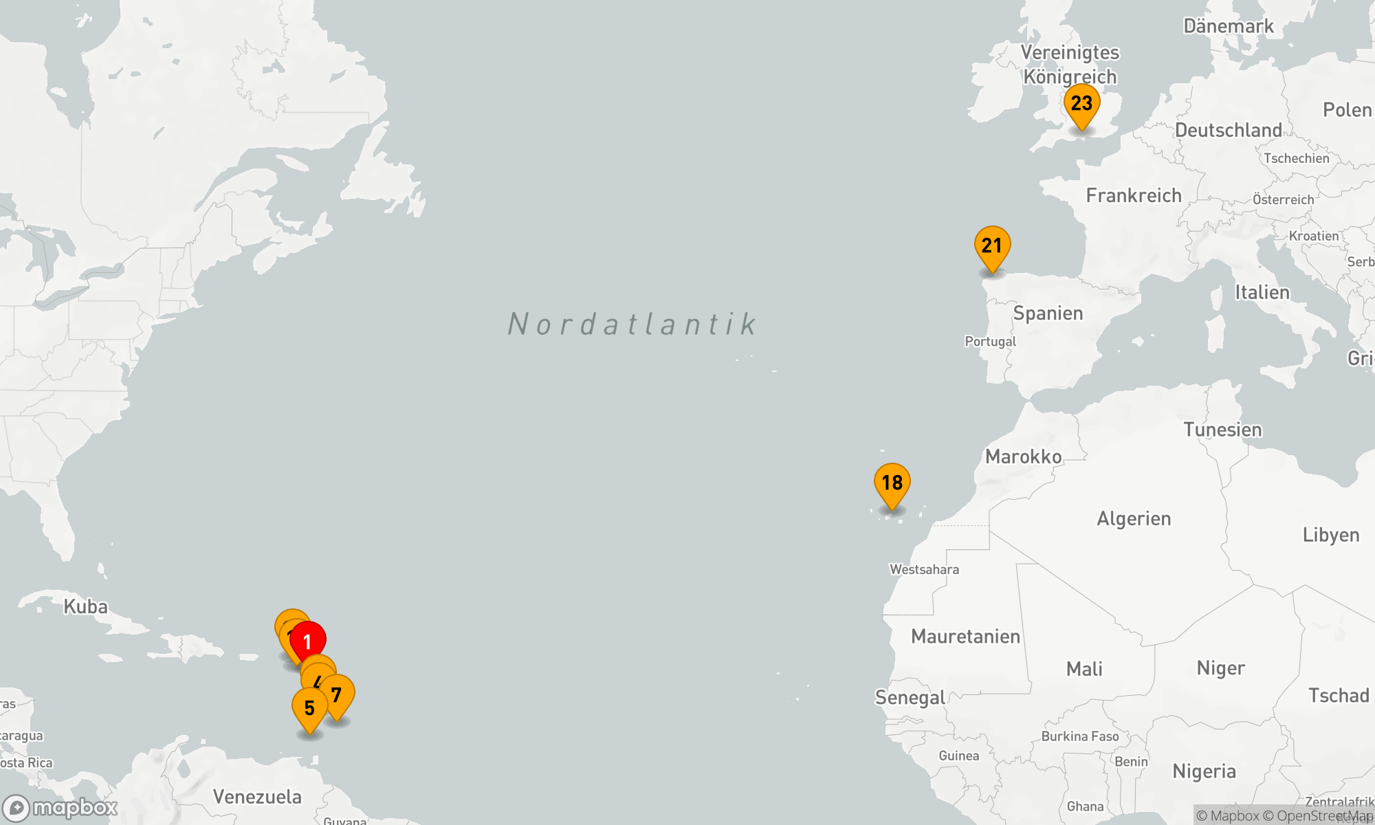 Route 22 Nächte - TRANSATLANTISCHE KARIBIK